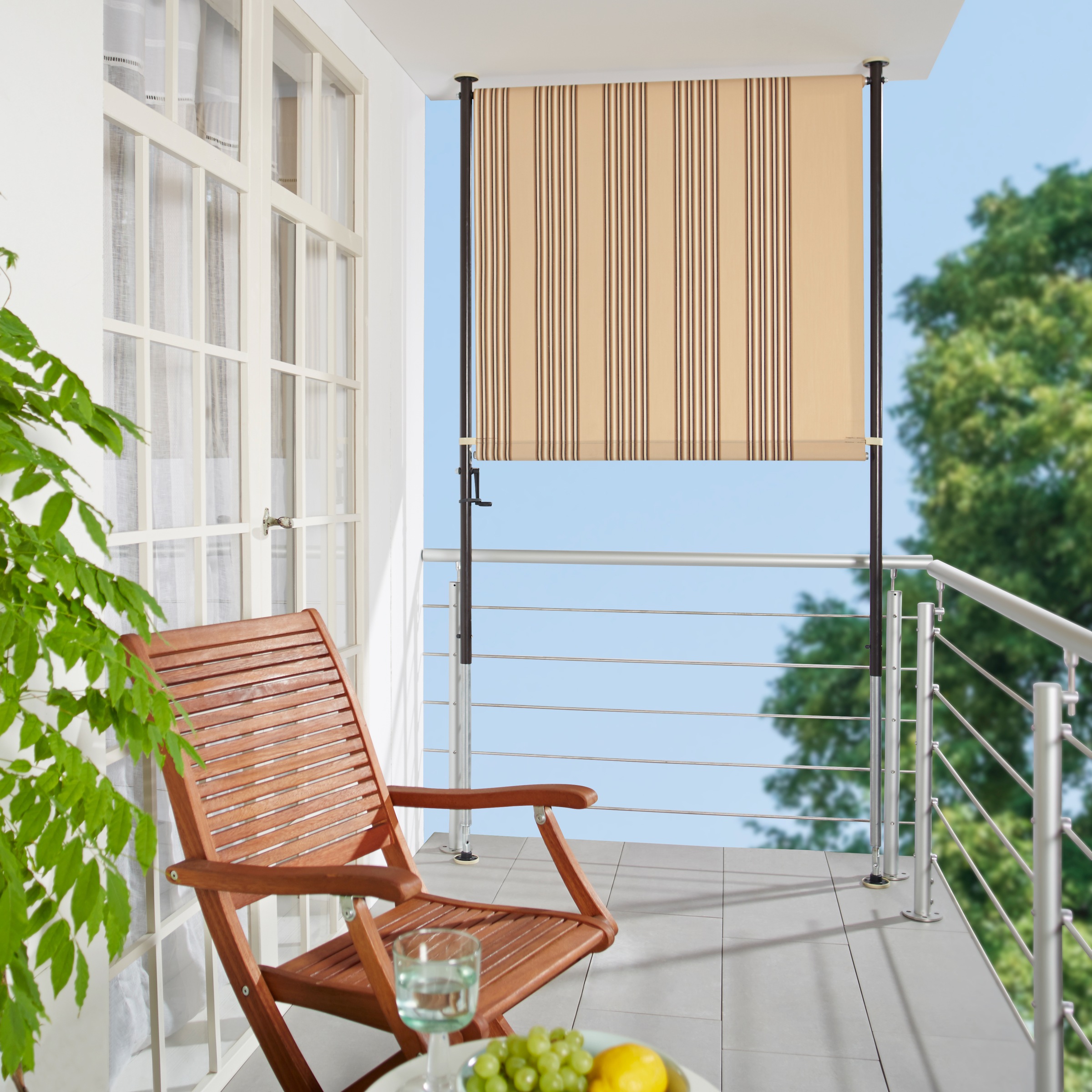 Angerer Freizeitmöbel Klemm-Senkrechtmarkise beige/braun, BxH: 150x225 cm