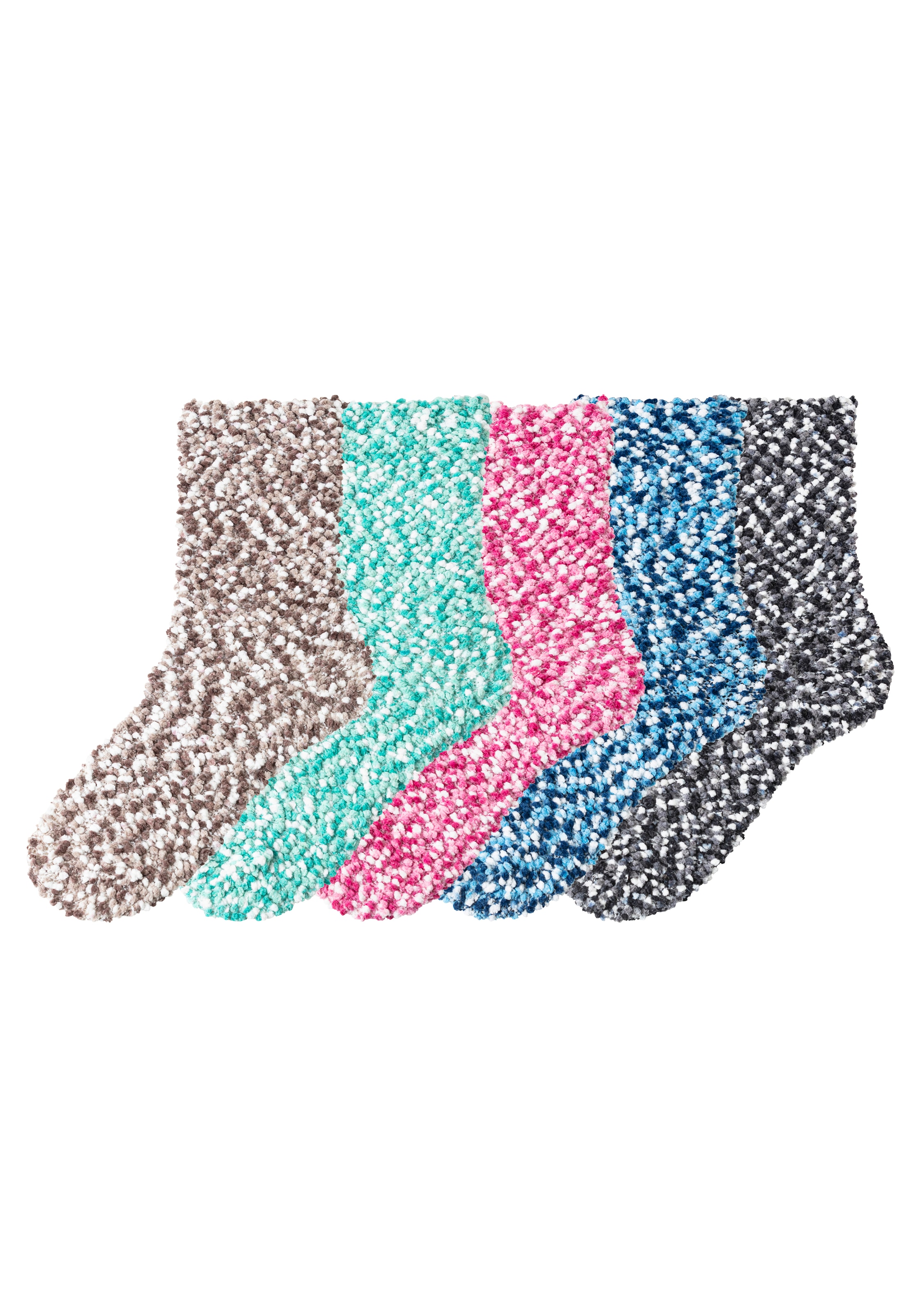 Lavana Kuschelsocken »Bettsocken«, (Packung, 5 Paar), Multifarben mit weichem Noppengarn