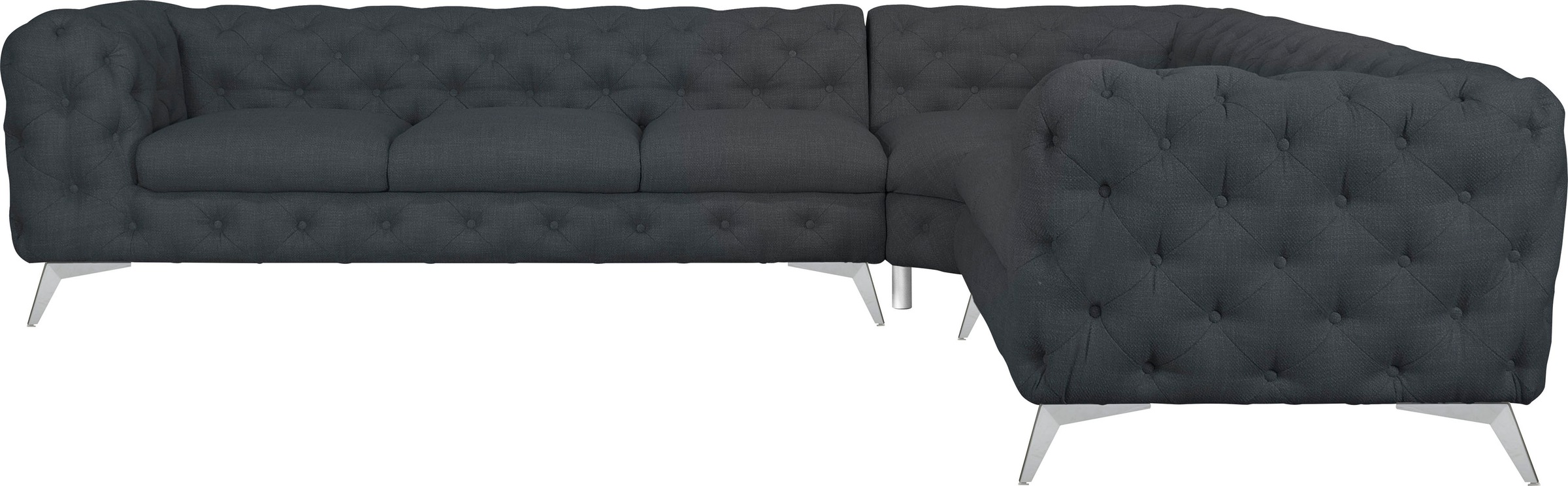 Leonique Chesterfield-Sofa »Ecksofa GLYNIS L-Form mit Wellenunterfederung, günstig online kaufen