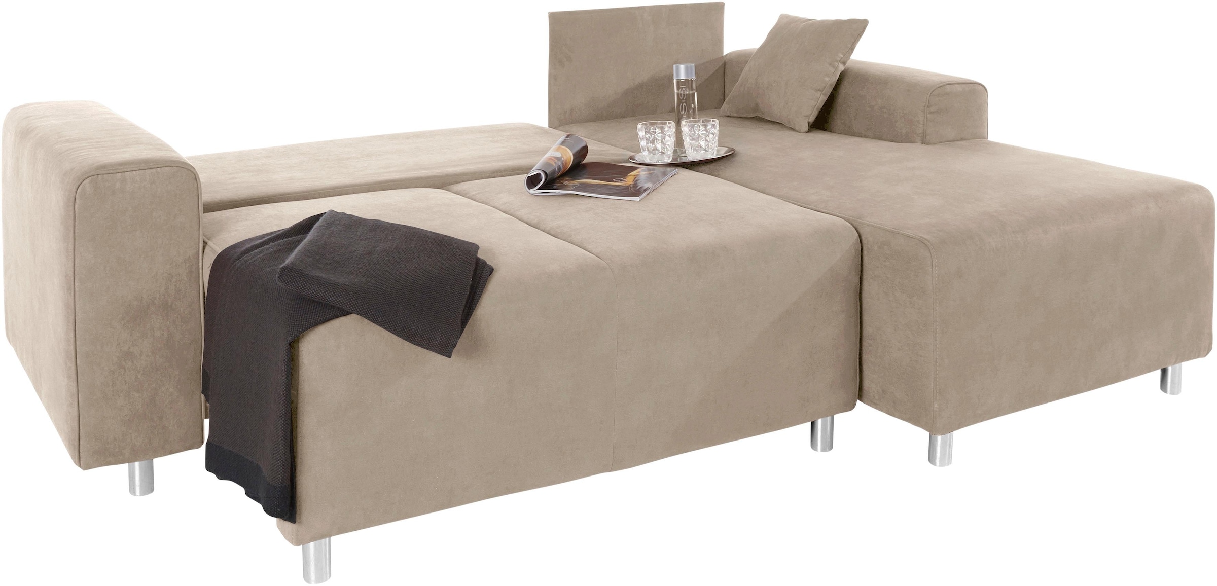Guido Maria Kretschmer Home&Living Ecksofa »Györ«, L-Form, wahlweise mit Bettfunktion und Bettkasten incl. 2 Zierkissen