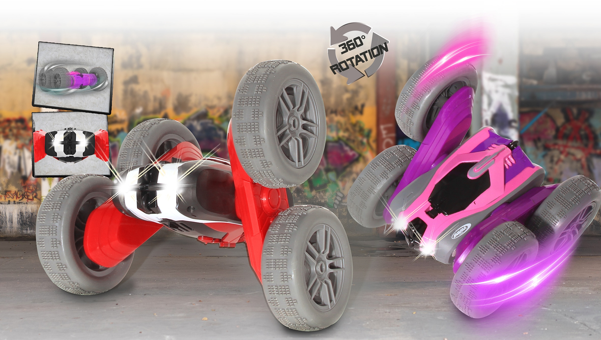 Jamara RC-Auto »SpinX Stuntcar 2,4GHz, lila-rosa«, mit zuschaltbarem LED-Licht