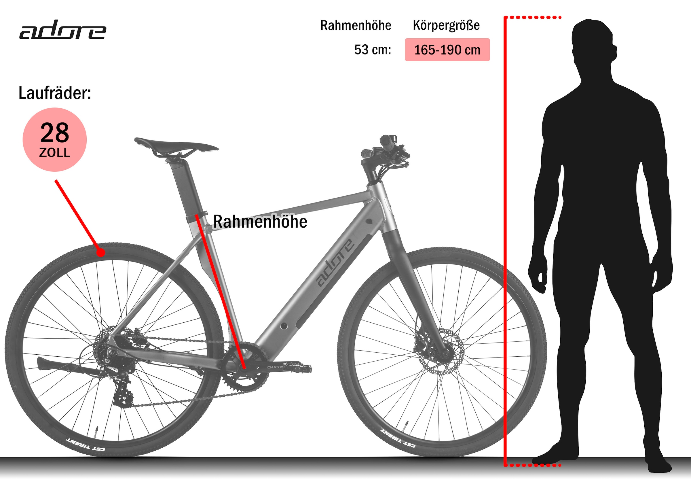 Adore »28" Alu Urban Bike Stadtfahrrad UBR-770 Heckmotor 35NM / 9,8Ah« 8 Gang Shimano ALTUS Schaltwerk Kettenschaltung Heckmotor 250 W Pedelec, Elektrofahrrad für Herren