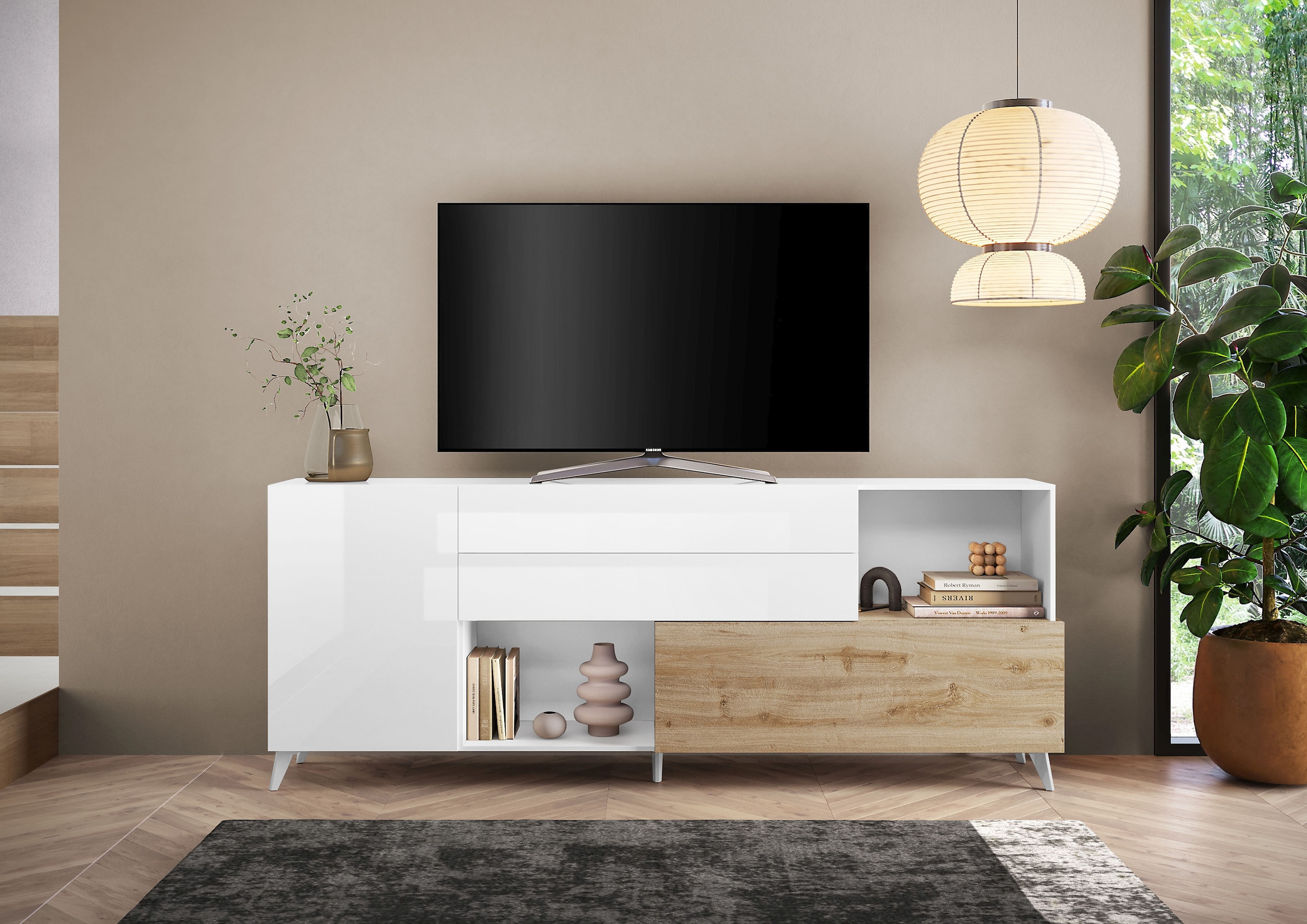INOSIGN Sideboard »Monaco in Breite 241 cm, Anrichte mit Tür, Klappe und 2 Schubkästen«, Stauraumschrank – sanftes Schließen, edles Design, viel Platz