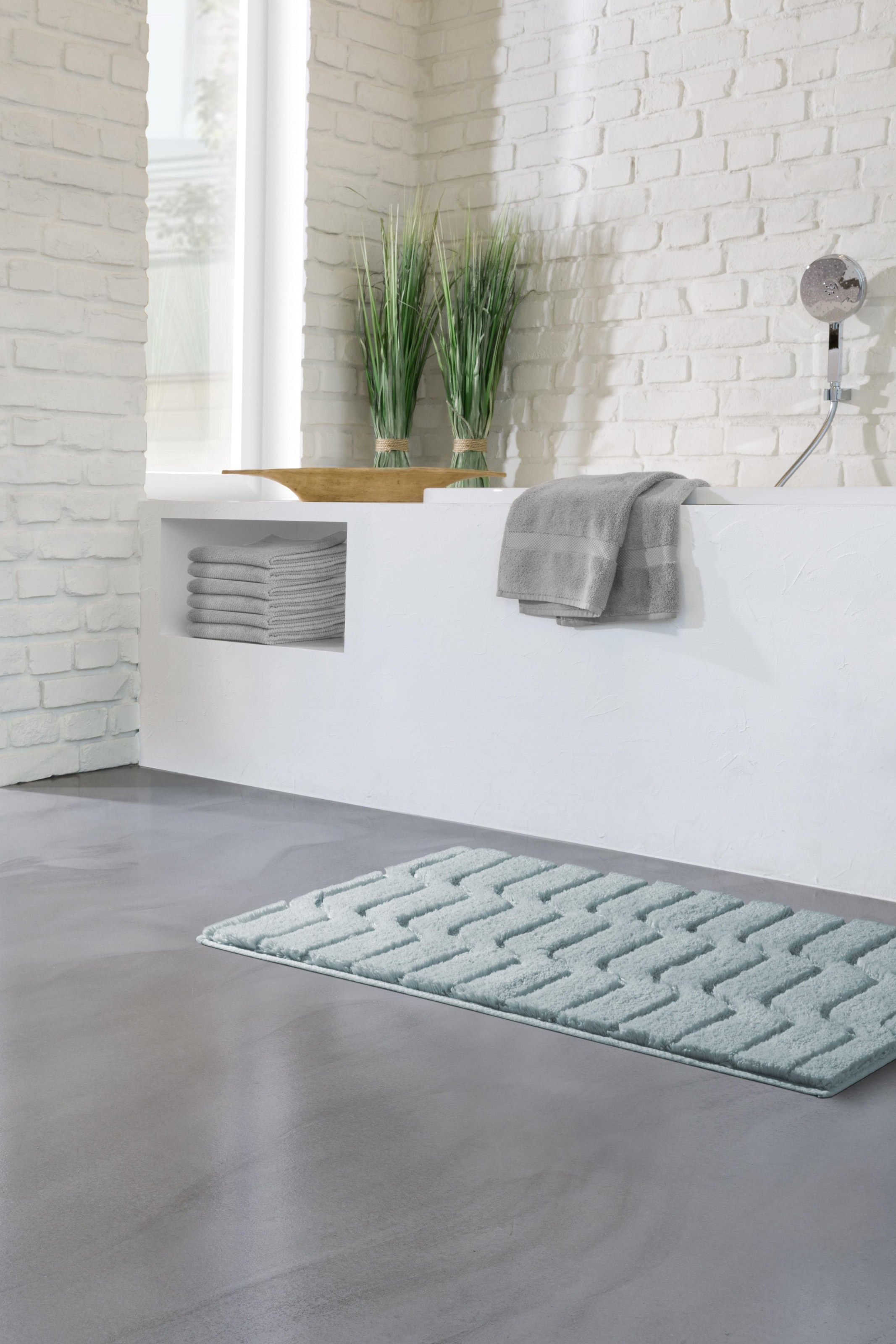 Grund Badematte »Vogue«, rutschhemmend beschichtet, fußbodenheizungsgeeignet, dichter Flor, Hoch-Tief-Effekt, Wellen-Design