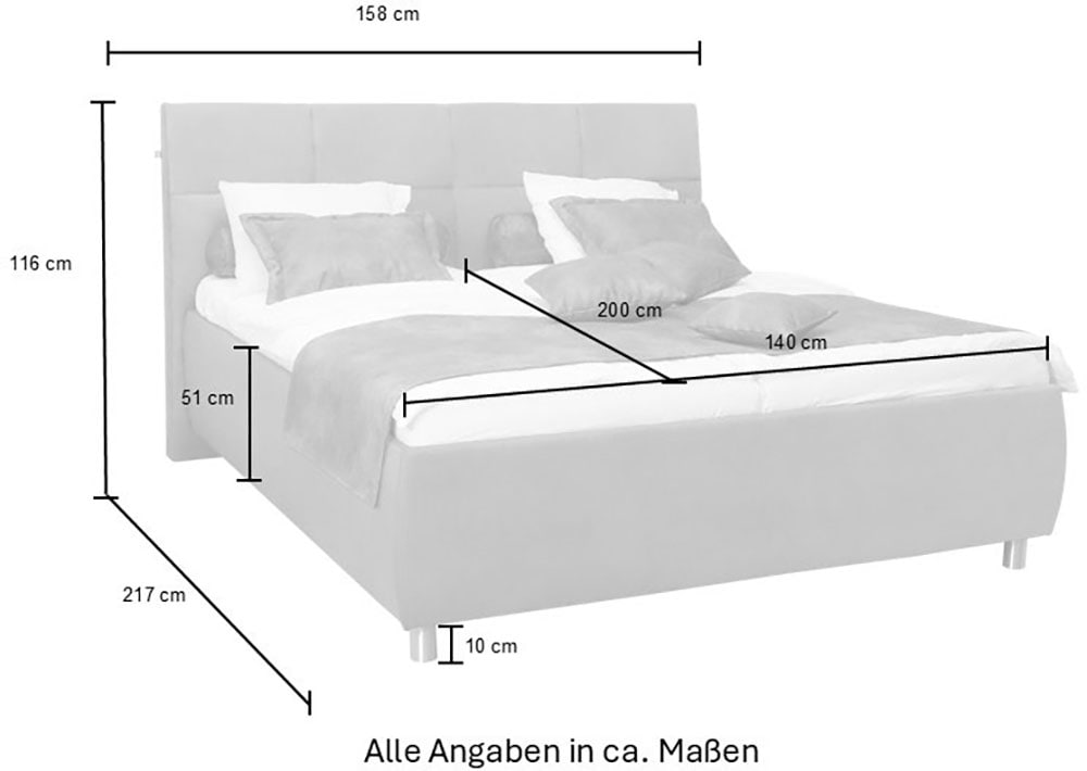 alina Polsterbett »Nadina« wahlweise mit Matratze und Lattenrost, in verschiedenen Größen