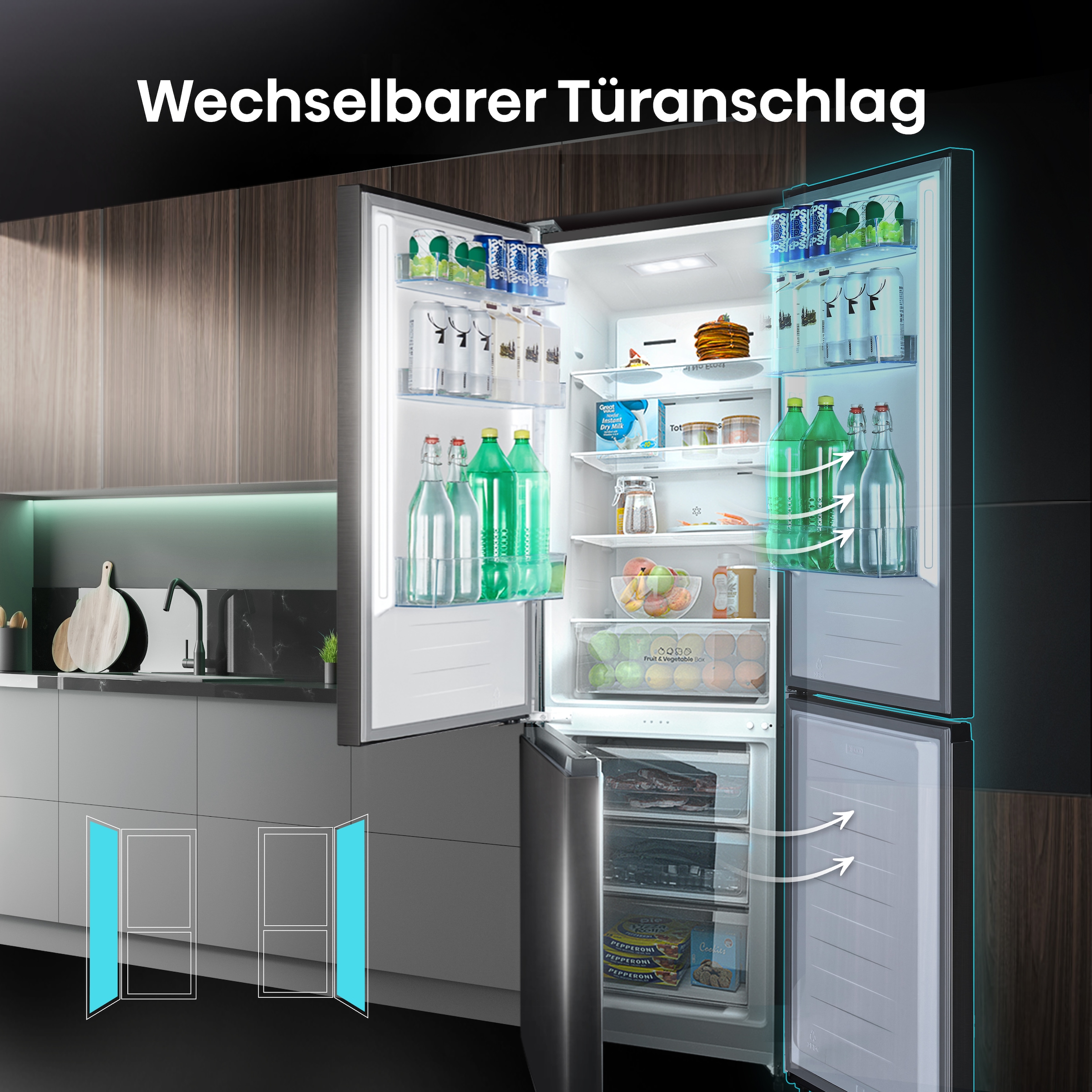 Hisense Kühl-/Gefrierkombination »RB390N4C«, RB390N4CFD, 186 cm hoch, 59,5 cm breit, Außen-Display