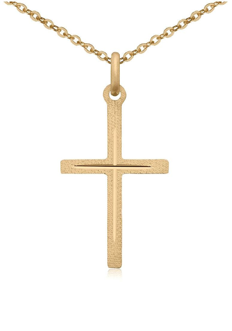 Firetti Kette mit Anhänger »Schmuck Kreuz, Gelbgold« Geschenk, diamantiert, online kaufen