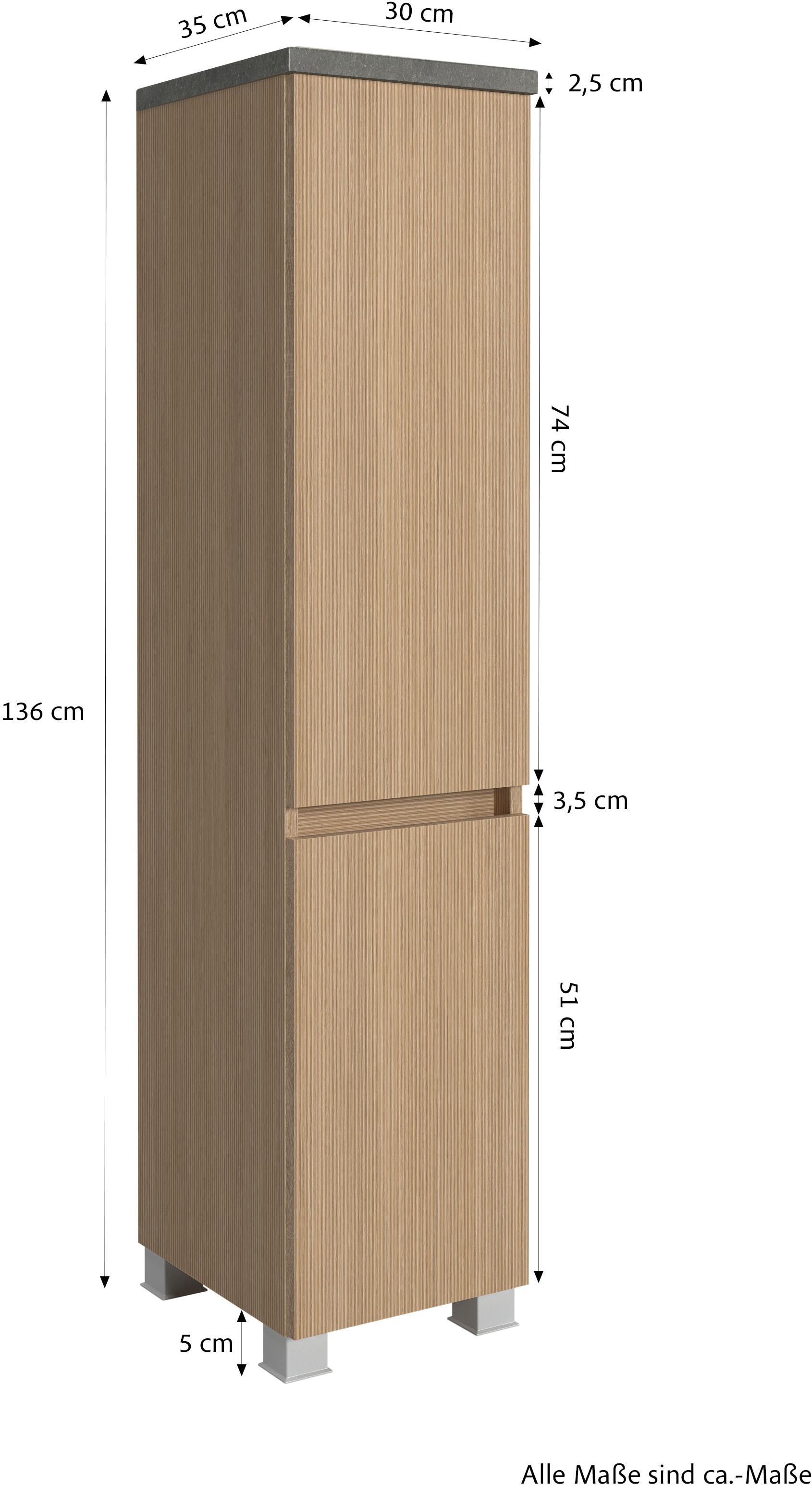 welltime Badmöbel-Set »Set 90 cm breit, Badmöbel mit LED-Beleuchtung«, Held Möbel, 3tlg. Unterbecken-Set, Eixo