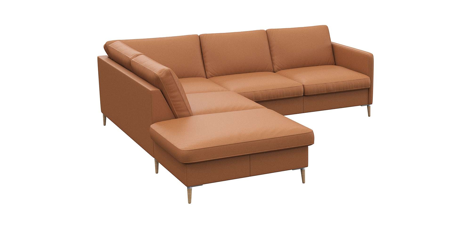FLEXLUX Ecksofa »Fiore, L-Form, super bequem durch Kaltschaum im Sitz«, schmale Armlehnen, Füße Alu/Eiche, B/T 234/225 cm