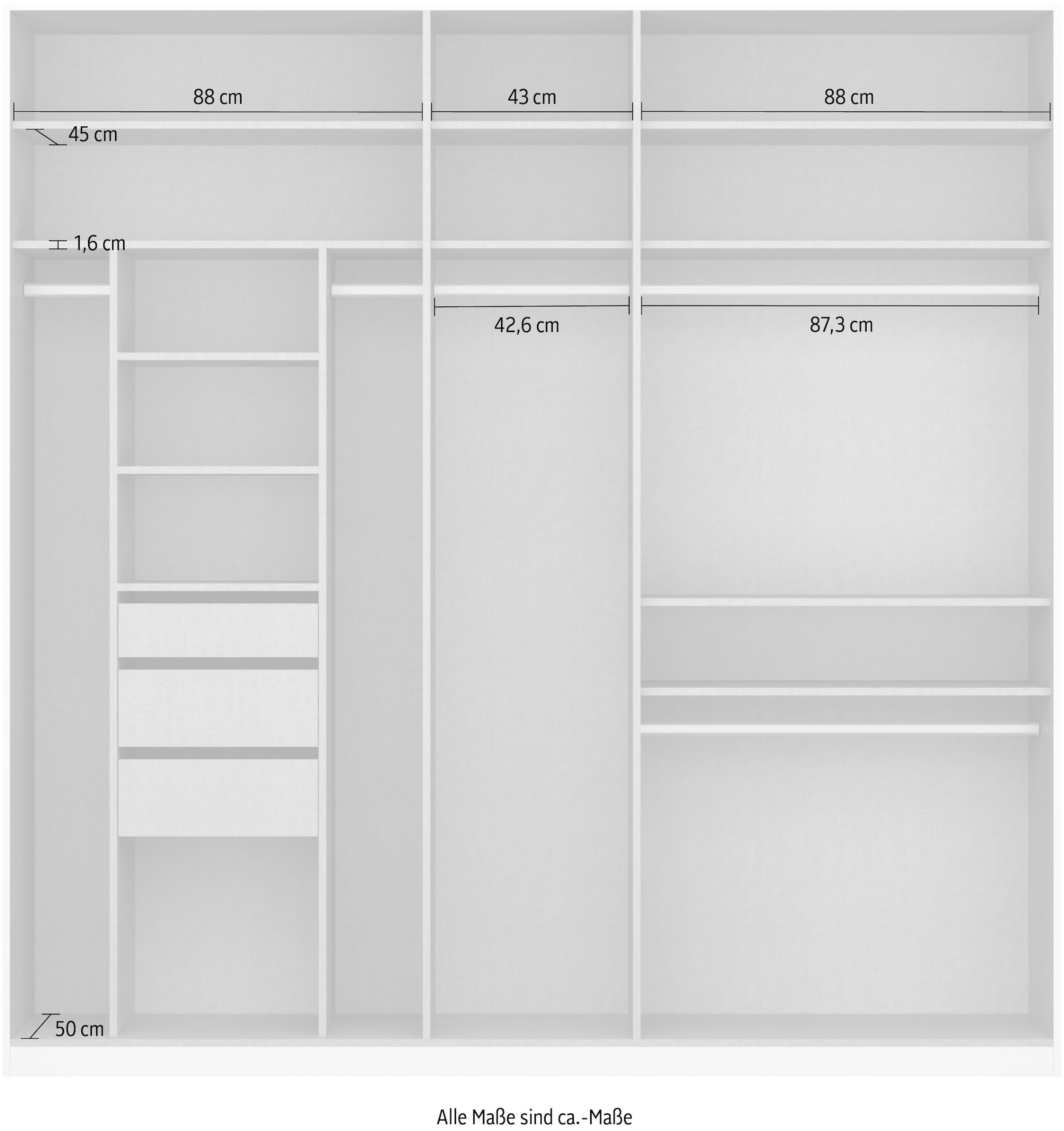 rauch Drehtürenschrank »Kleiderschrank Schrank Garderobe TOPSELLER OTELI inkl. Inneneinteilung«, mit 3 Innenschubladen extra Böden optional mit Spiegel MADE IN GERMANY