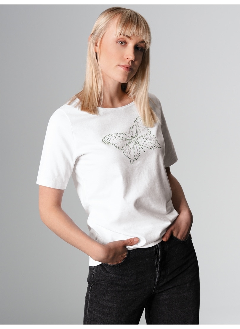 Trigema T-Shirt »TRIGEMA T-Shirt mit Schmetterling aus Strasssteinen«, (1 tlg.)