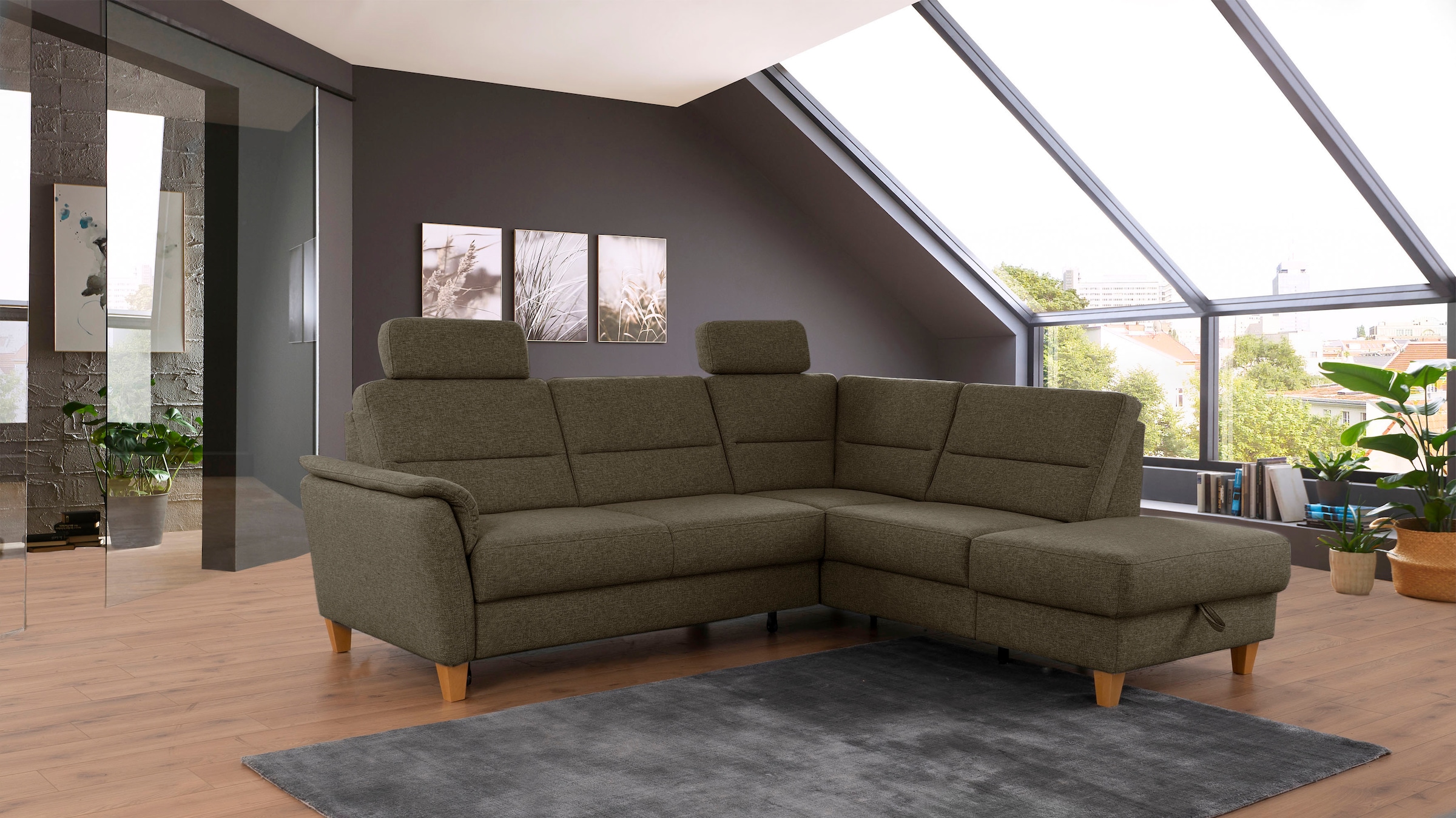 Home affaire Ecksofa »Palmera L-Form, B: 236 cm« optional Bettfunktion & Be günstig online kaufen