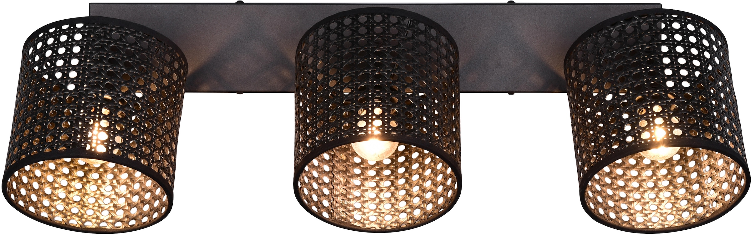 Leonique Deckenstrahler »Jules«, 3 flammig, Leuchtmittel E14 | ohne Leuchtmittel, Deckenspot 3-flammig mit Wiener Geflecht, schwenkbare Spots, Ø 15cm