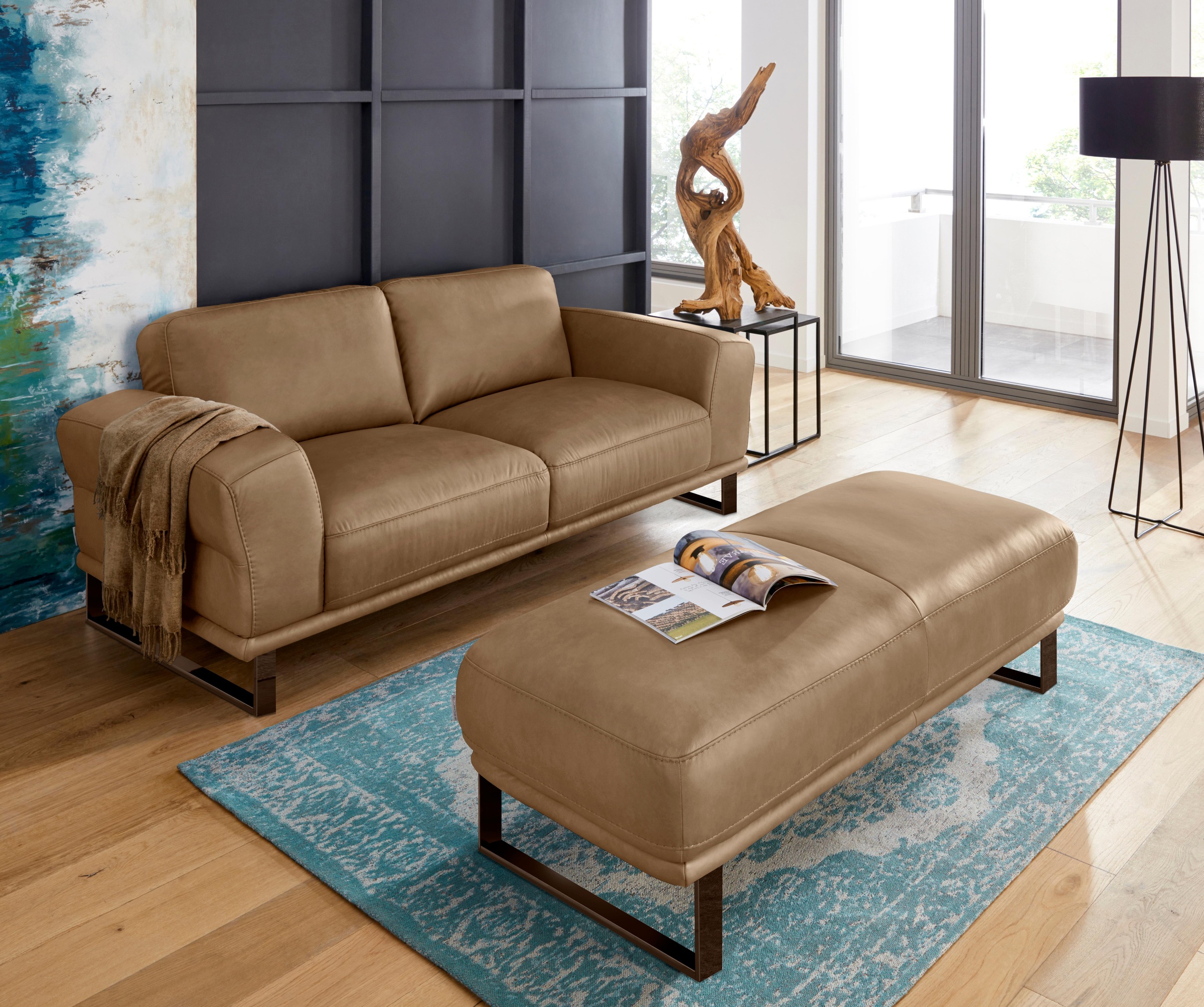W.SCHILLIG Hocker »montanaa«, mit Metallkufen in Bronze pulverbeschichtet, Breite 141 cm