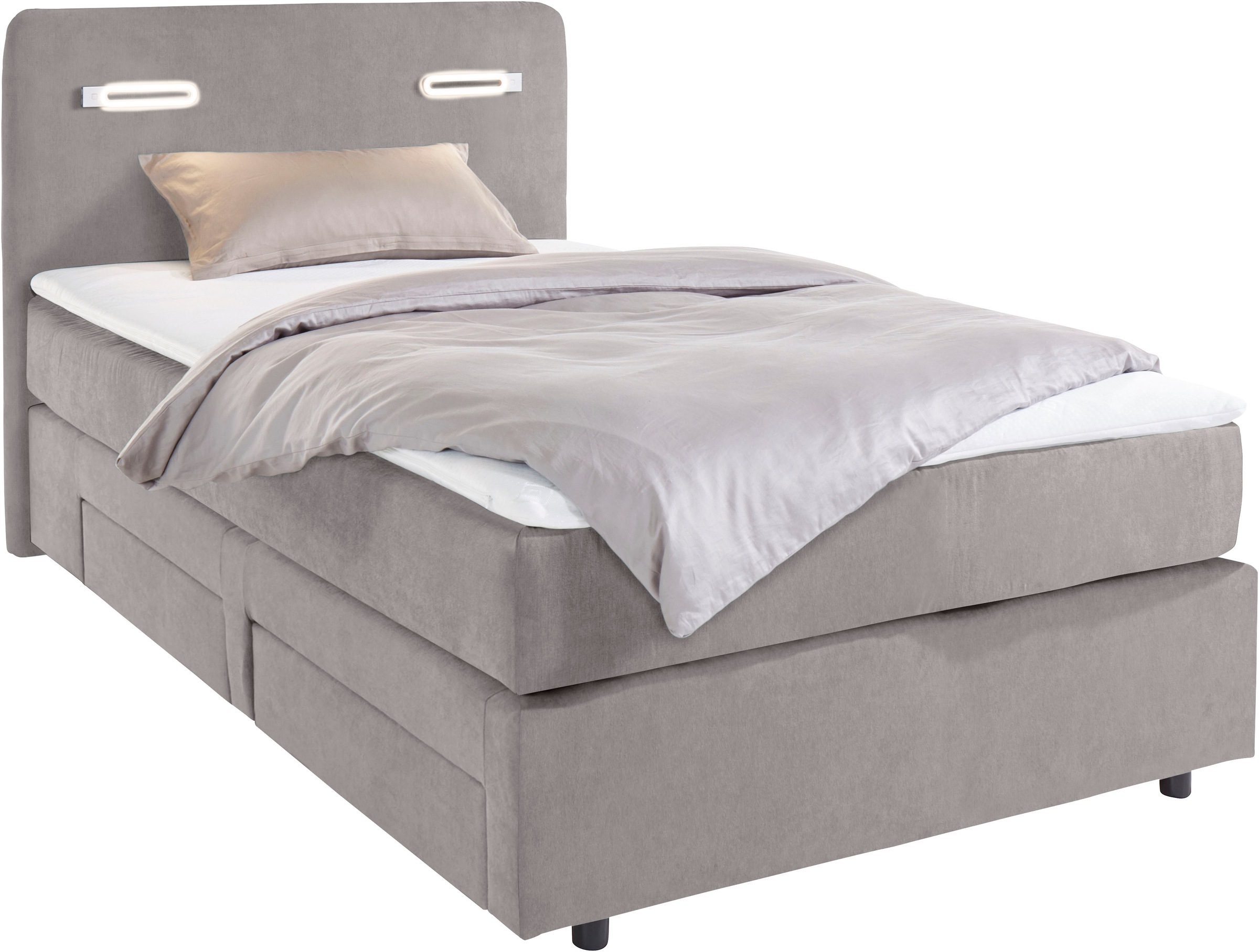 INOSIGN Boxbett »Luan«, Schubkästen, LED-Beleuchtung und Topper, in Breite 120 cm und 180 cm