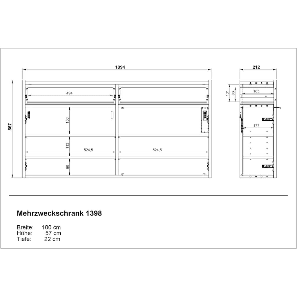 GERMANIA Schuhschrank »Ameca, Hängeschrank,«, mit Soft close, für bis zu 12 Paar Schuhe, 110x22x57 cm