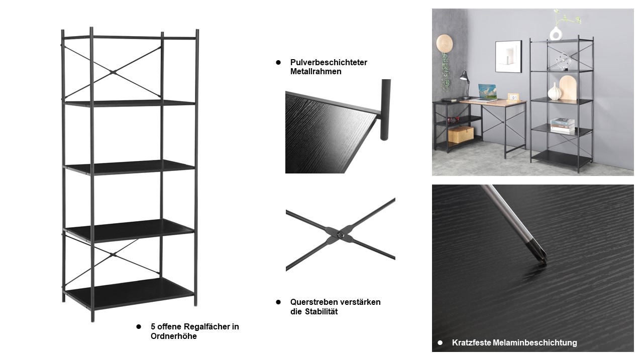 INOSIGN Aktenregal »Koperno«, Bücherregal, Metallgestell, 4 Fächer für Aktenordner, Höhe 169 cm