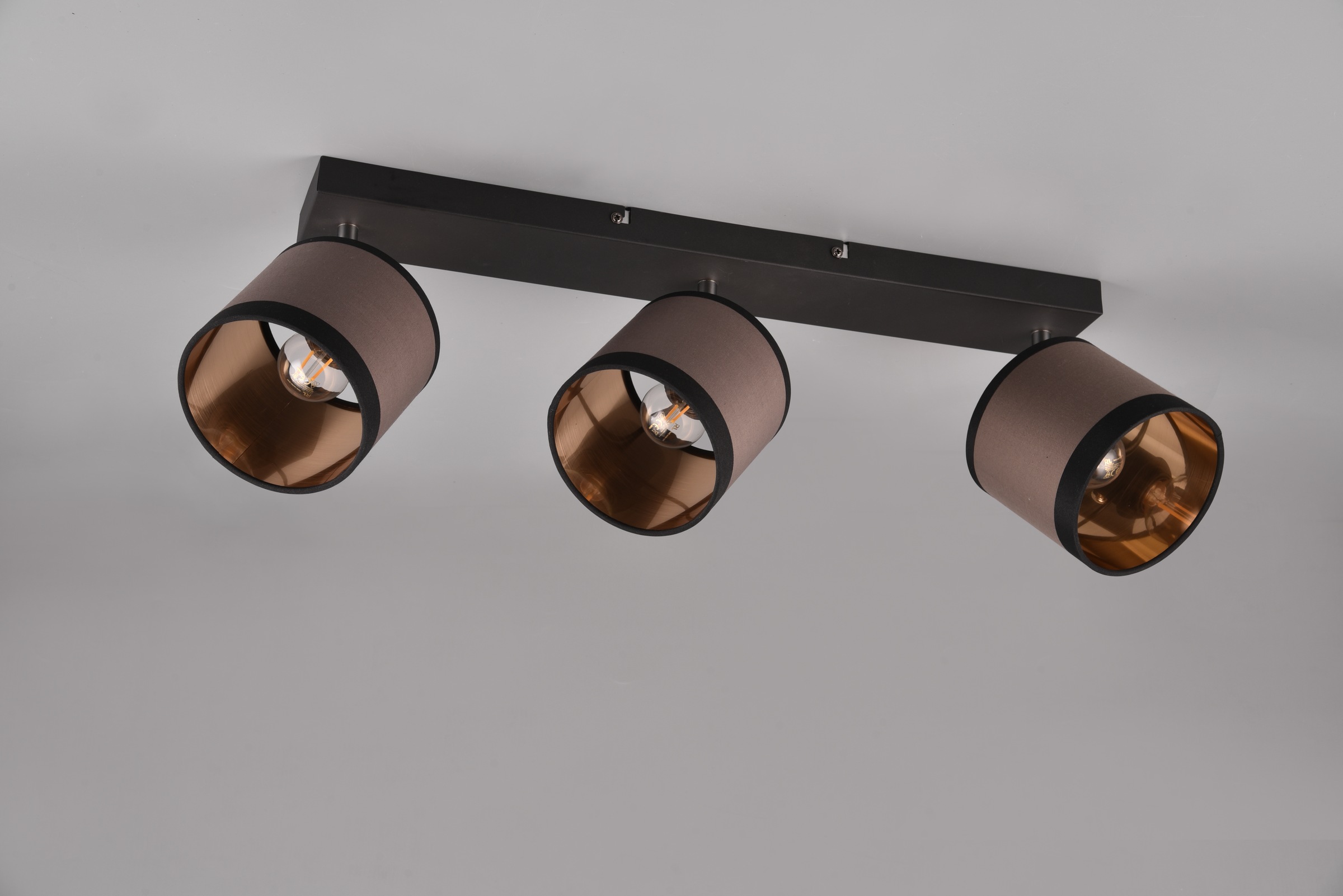 REALITY Leuchten Deckenstrahler »DAVOS, Deckenspot 3-flammig exkl 3xE14 max 10 W Stoffschirm zweifarbig«, 3 flammig, Leuchtmittel E14 | Leuchtmittel wechselbar, Wandspot Deckenspot schwenkbar Leuchtmittel wechselbar Flur Küche