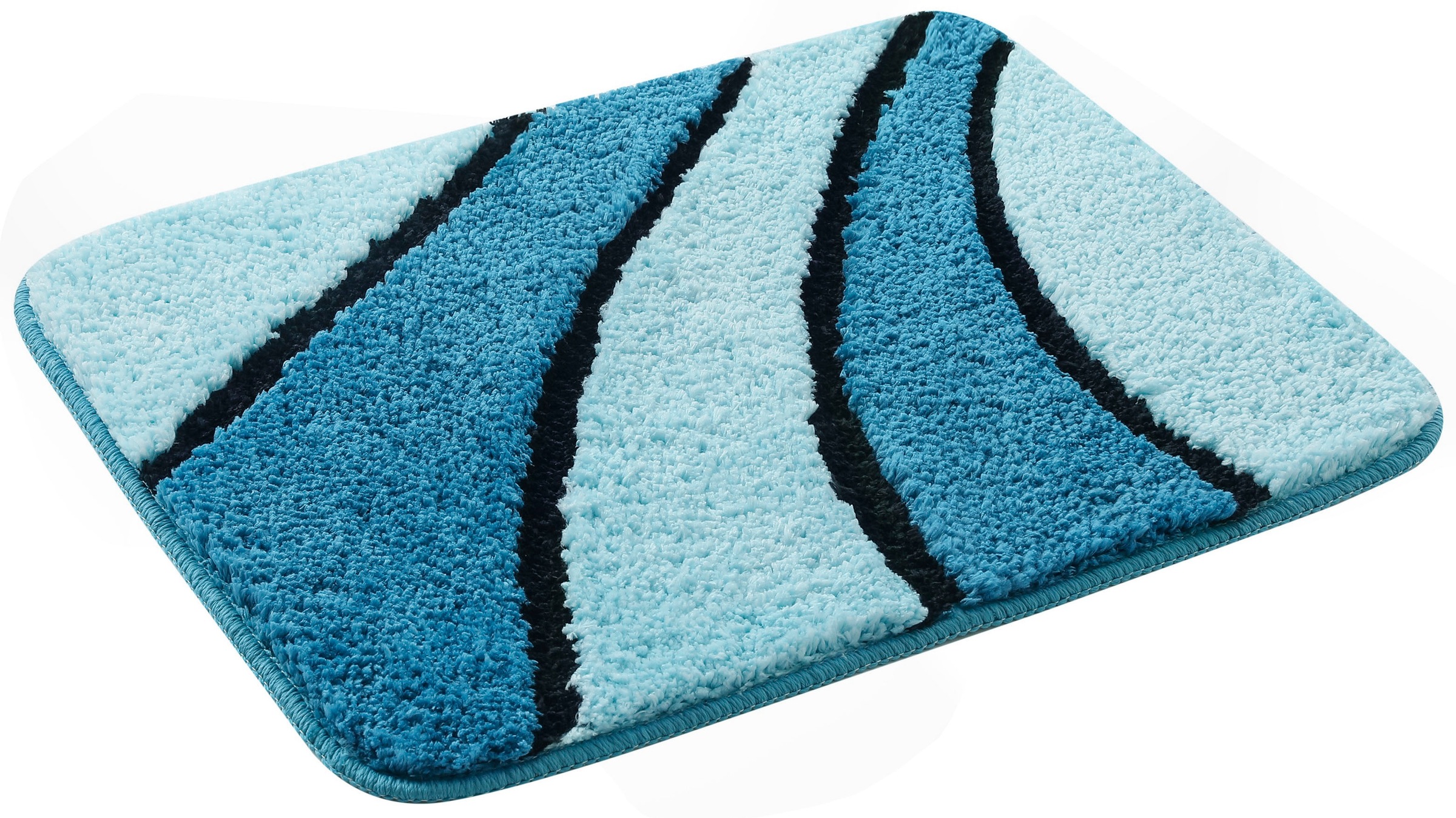 my home Badematte »Anna, Badvorleger, Badezimmer Teppich«, rutschhemmend beschichtet, fußbodenheizungsgeeignet-schnell trocknend, Badteppich, Hoch Tief Effekt, Modern, Weich, Wellen