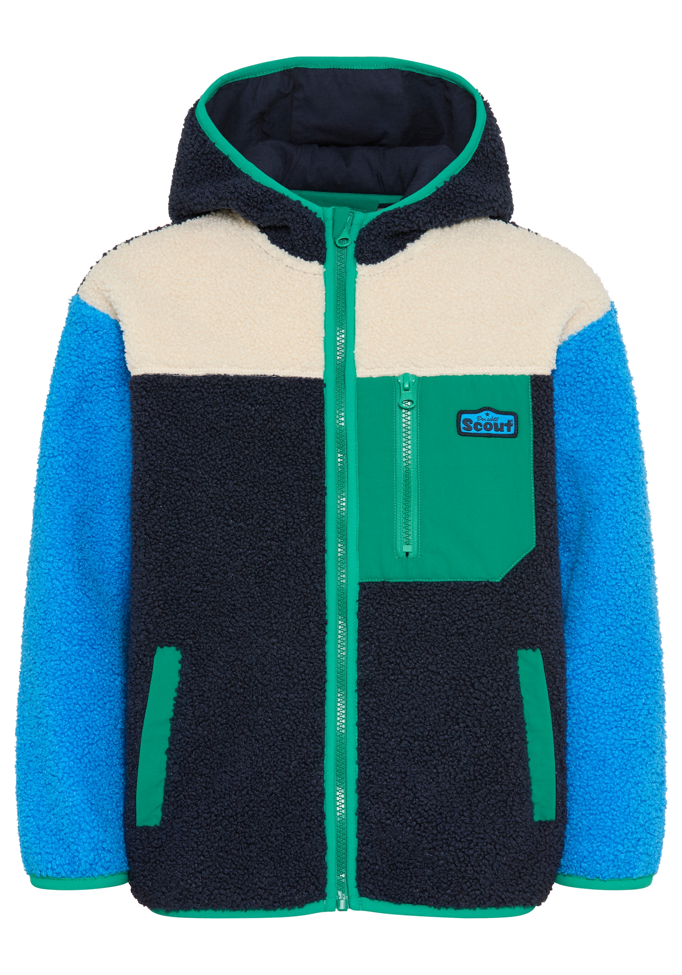 Scout Kapuzensweatjacke »Tedey-Fleecejacke Colorblocking - NEU von SCOUT« mit Kapuze und Stehkragen, für Jungen, hüftlanger Schnitt