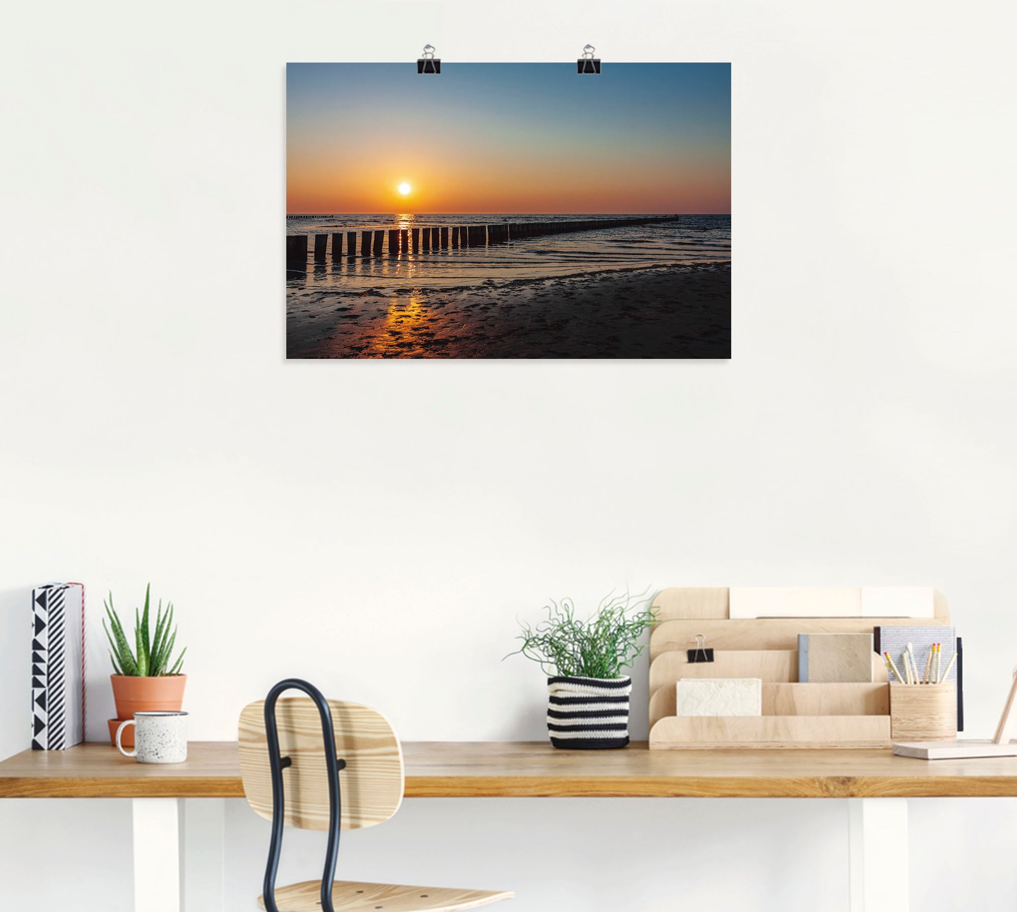 Artland Wandbild »Sonnenuntergang an Ostsee Insel Poel«, Bilder vom Sonnenuntergang & -aufgang (1 Stück), in vielen Größen & Produktarten - Alubild / Outdoorbild, Leinwandbild, Poster, Wandaufkleber / Wandtattoo auch für Badezimmer geeignet