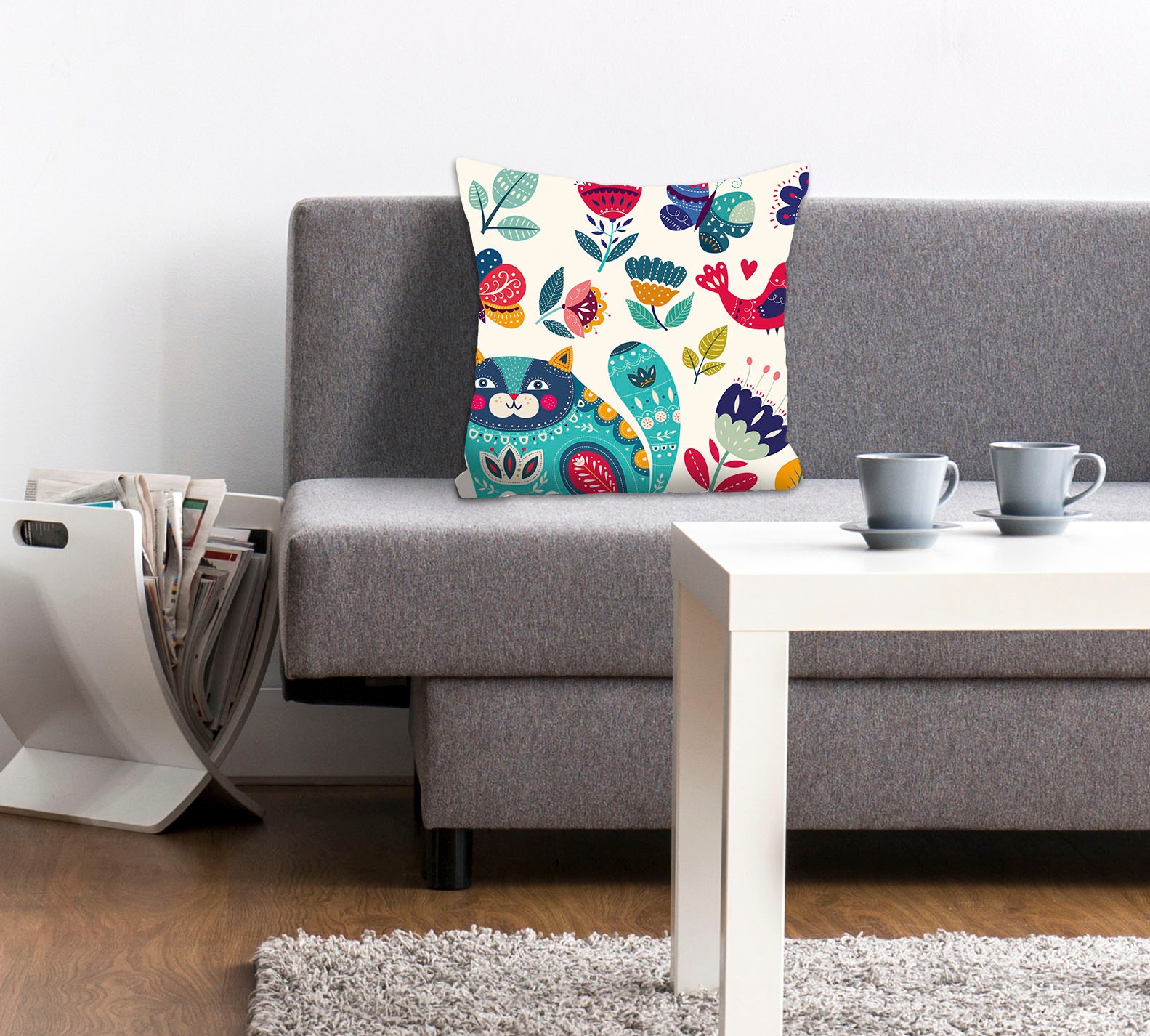 queence Dekokissen »Ilma«, Kissenhülle,Orientalische Katze,Blumen,Dekorativ günstig online kaufen