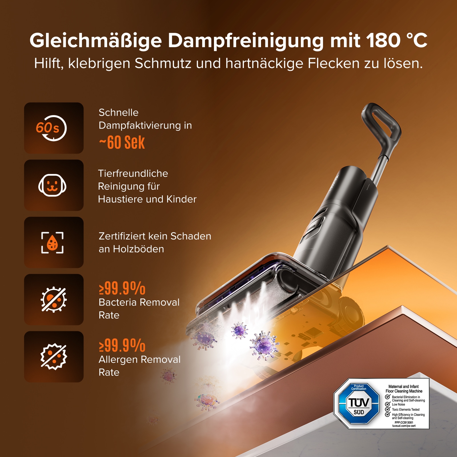 Roborock Nass-Trocken-Sauger »F25 Steam Dampfreiniger mit 25.000 Pa Saugleistung« Steam-Modus, 95 °C Selbstreinigung und 95 °C Trocknung