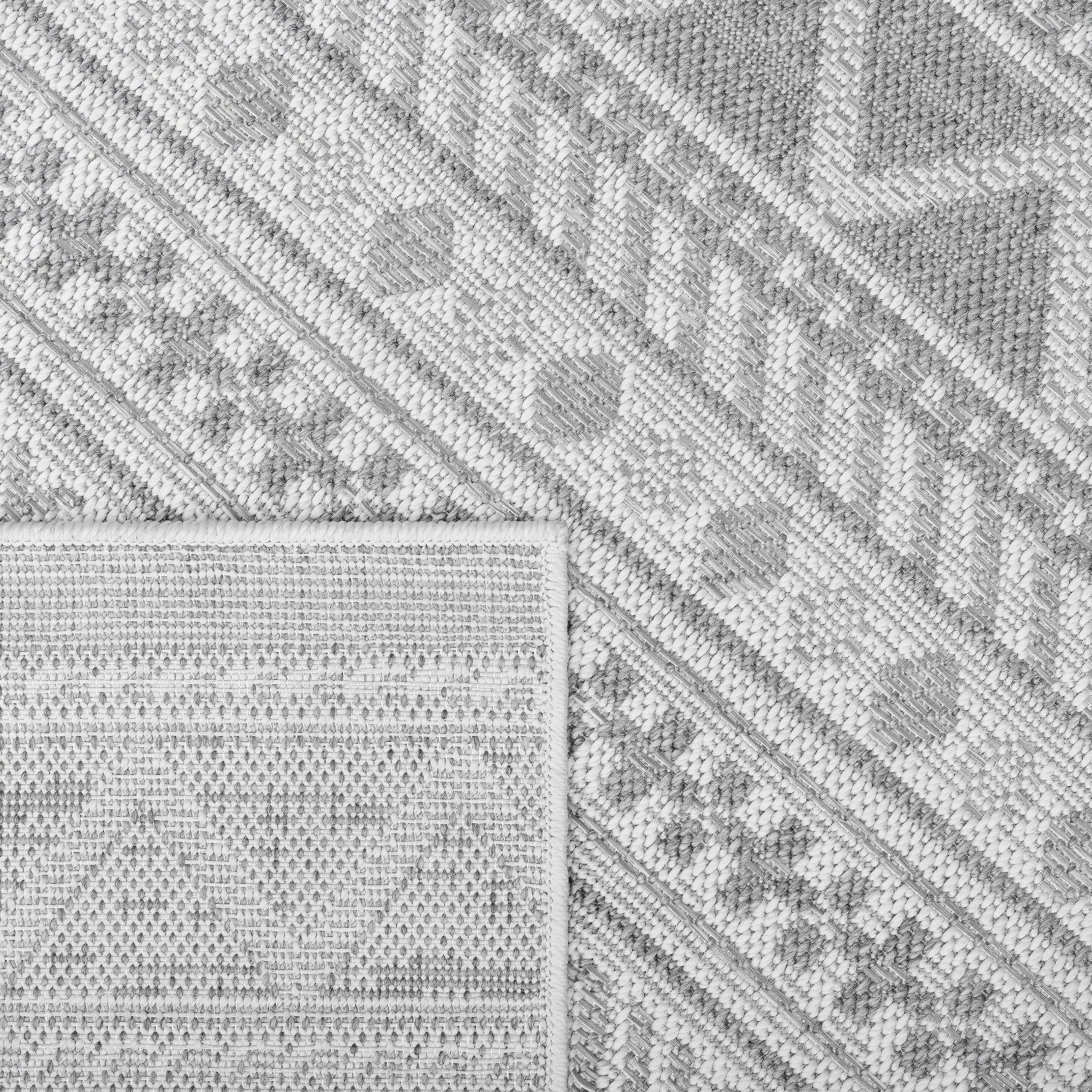 Paco Home Teppich »Vermont 184«, rechteckig, 4 mm Höhe, Flachgewebe, modernes Design mit Rauten, gesteift, Outdoor geeignet