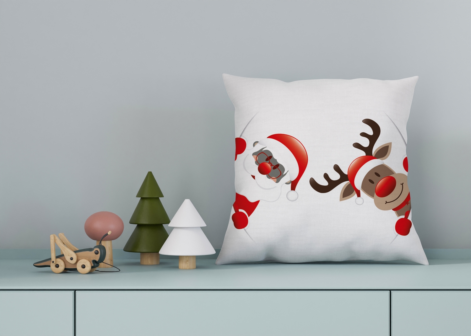 queence Dekokissen »Santa«, Kissenhülle,Weihnachtsmann,Rentier,Weihnachten,Festlich,Winterlich