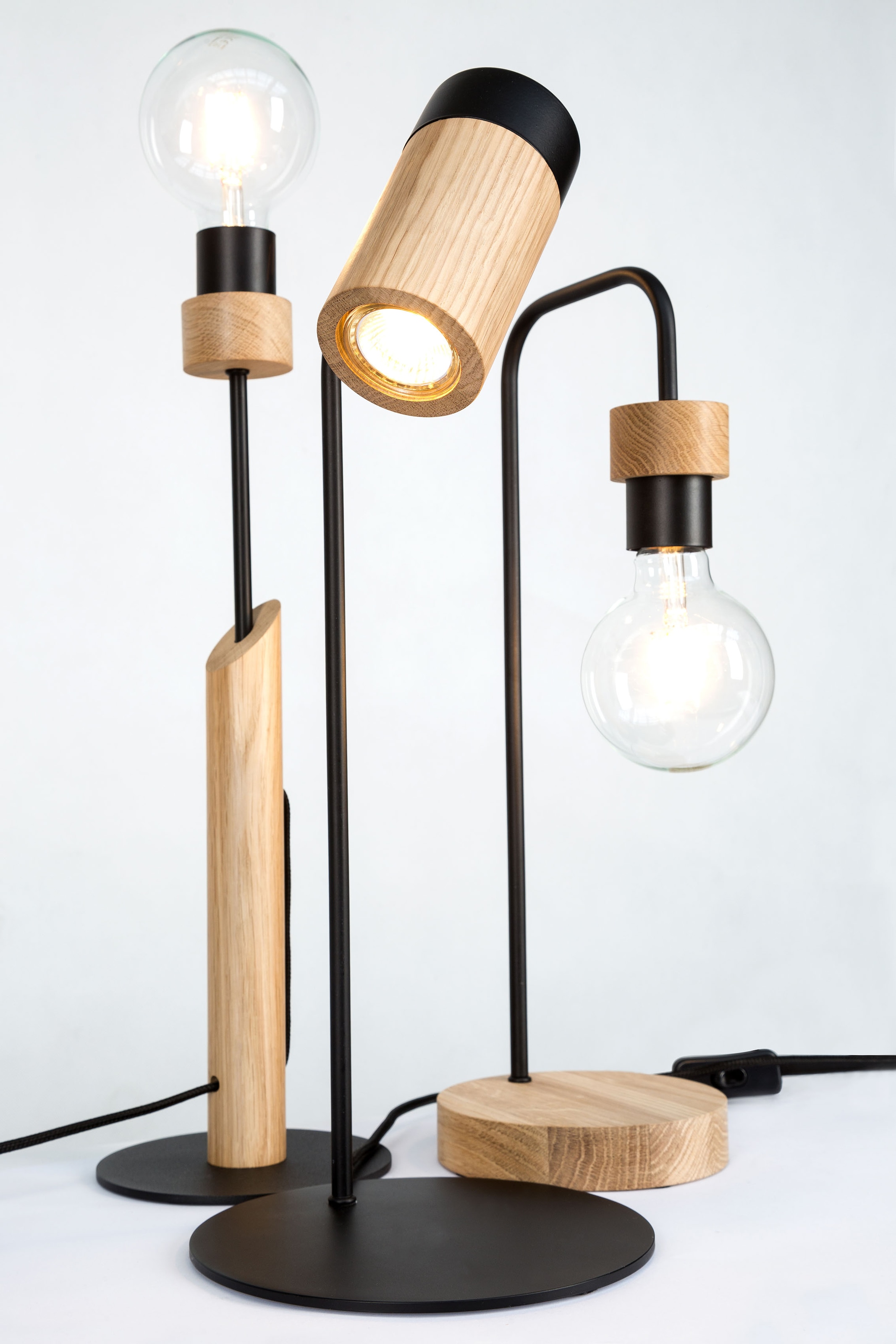BRITOP LIGHTING Tischleuchte »SOLANGE«, Leuchtmittel E27 | Leuchtmittel wechselbar-ohne Leuchtmittel, Aus Eichenholz