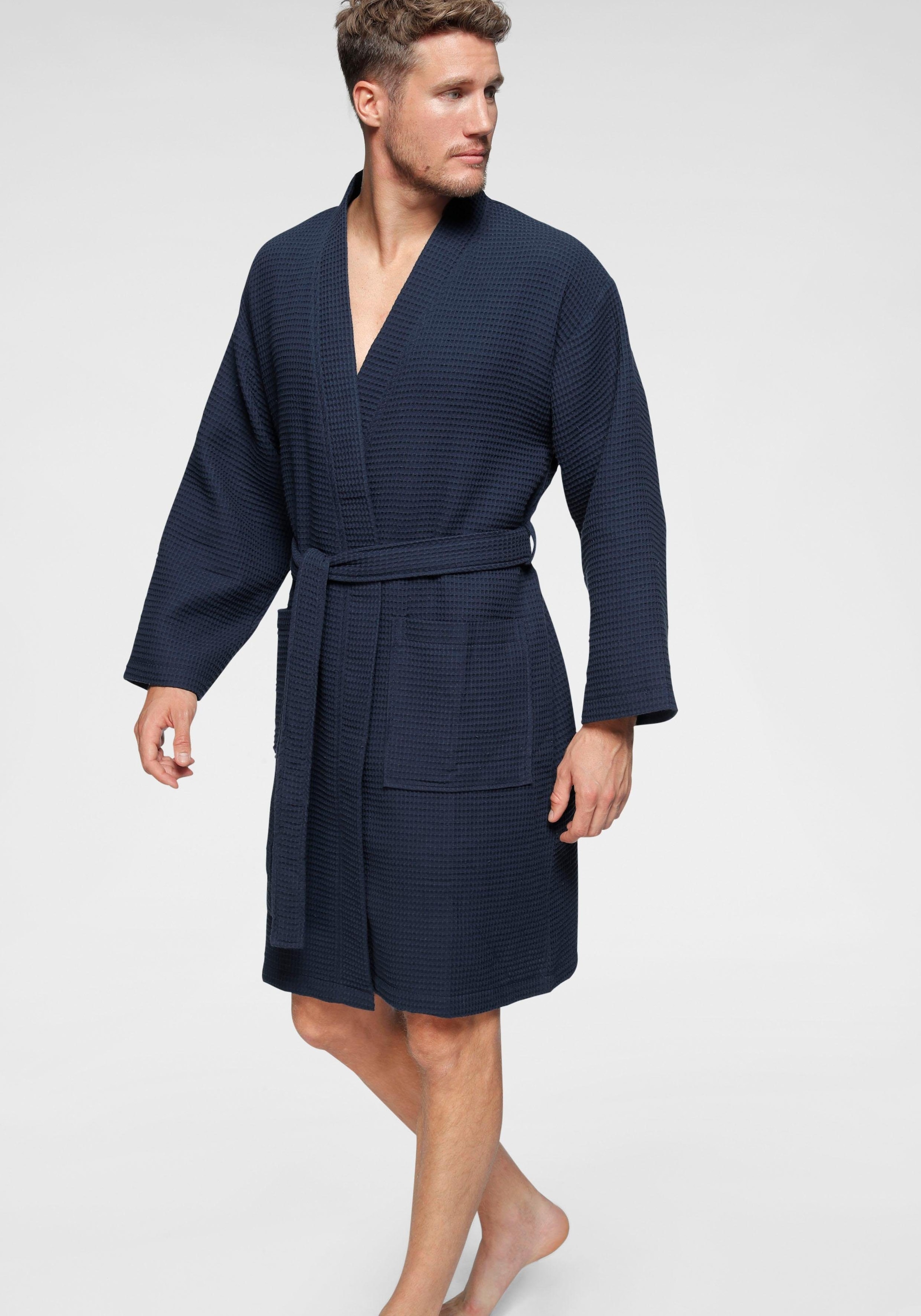 andas Unisex-Bademantel »Nora«, (1 St.), Damen & Herren mit Kimono-Kragen, Waffelpiqué, reine Baumwolle, XS-2XL