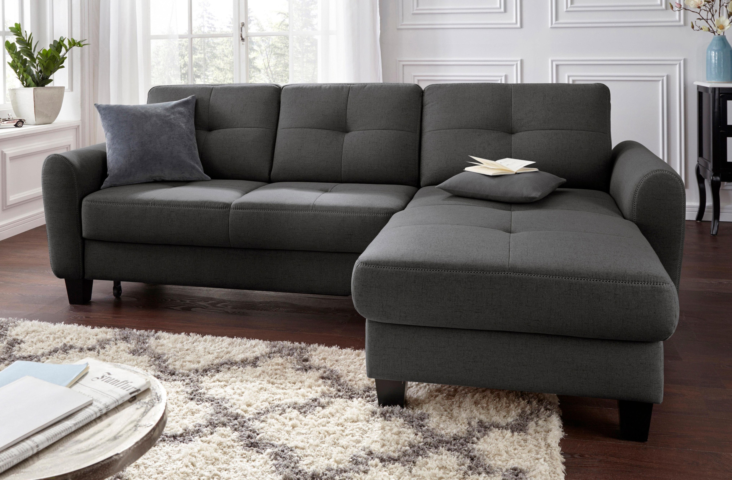 sit&more Ecksofa »Varese L-Form«, mit Federkern, wahlweise mit Bettfunktion günstig online kaufen