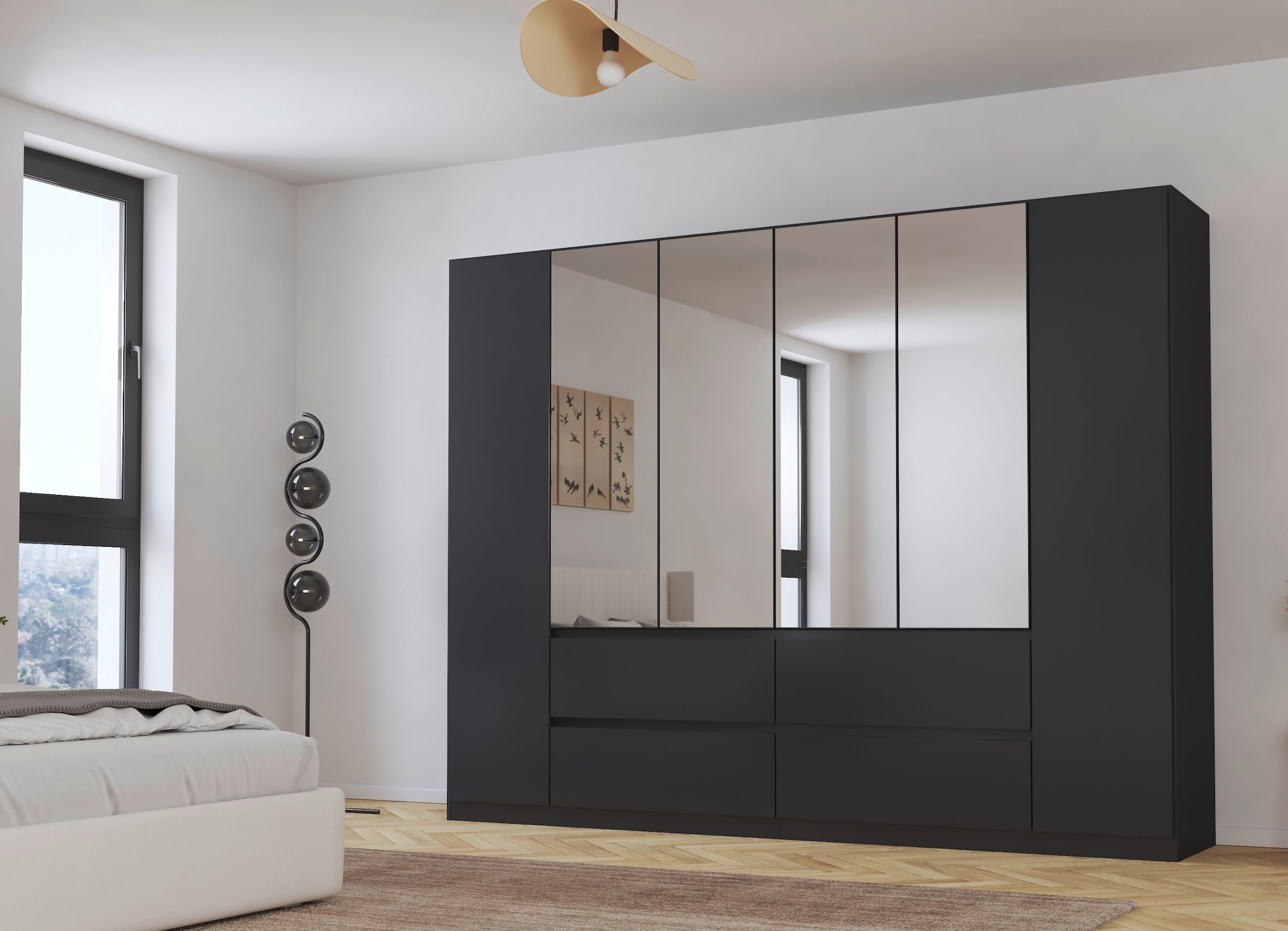 rauch Drehtürenschrank »Kleiderschrank Schrank mit Spiegel Garderobe Garderobenschrank MAINZ«, grifflose Front mit Spiegel, Außentüren mit Push-to-Open Funktion