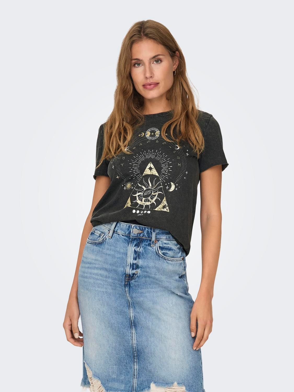 ONLY Rundhalsshirt »ONLLUCY REG S/S TOP JRS NOOS« Baumwolle, regular fit, unterschiedlich bedruckt