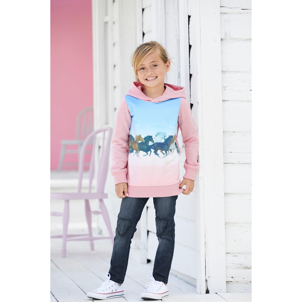 KIDSWORLD Longsweatshirt »für kleine Mädchen«, mit Pferdedruck