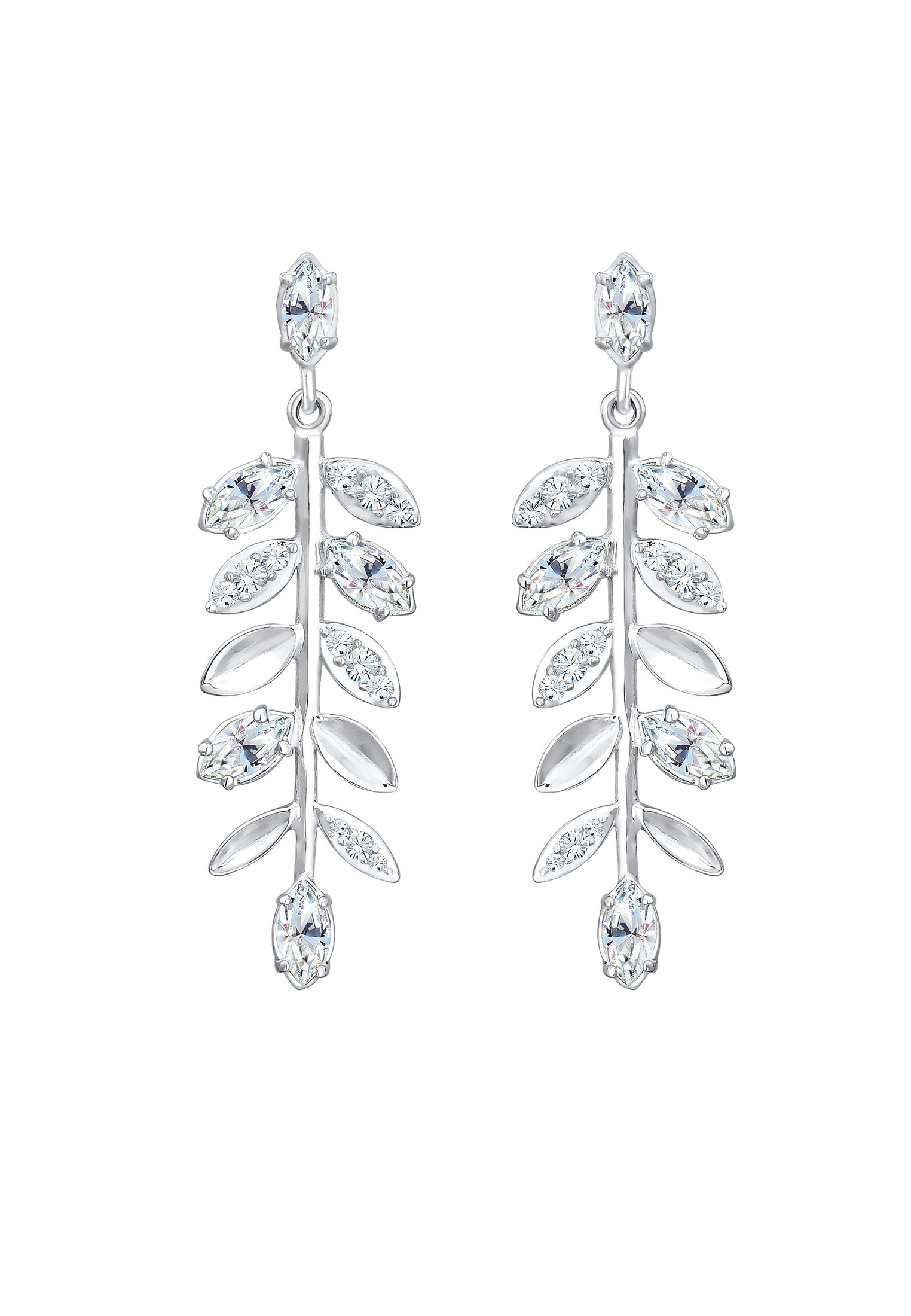 Elli Premium Paar Ohrhänger »Ohrhänger Blatt Glas Kristalle 925 Sterling Silber«