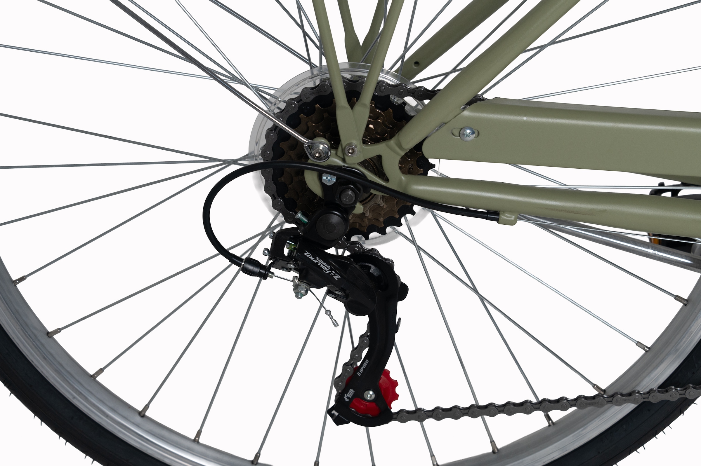 Dacapo Cityrad »DaCapo Citybike 26'' Cantaloupe khaki mit Korb« 6 Gang Shimano Tourney Schaltwerk Kettenschaltung