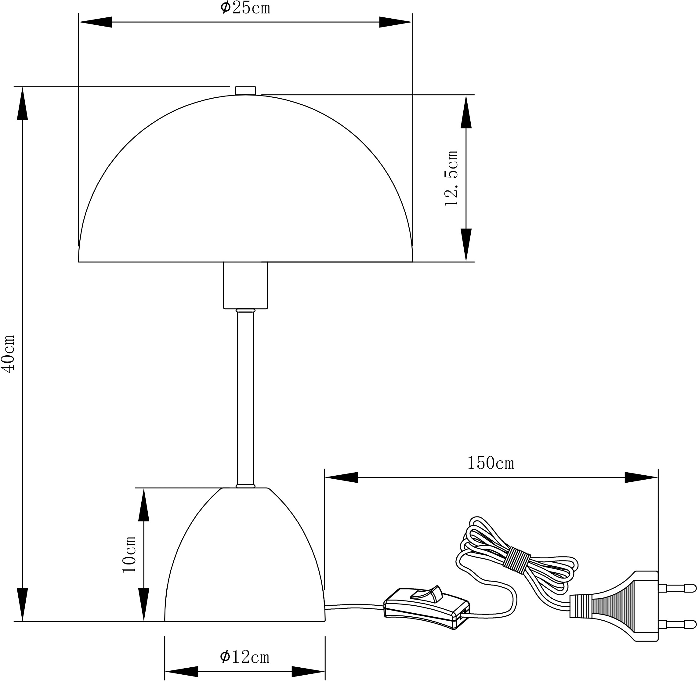 OTTO home Tischleuchte »Dorrio« E14 1 Stk. Pilzleuchte standfest Textilkabel blendfreie Nachttischleuchte