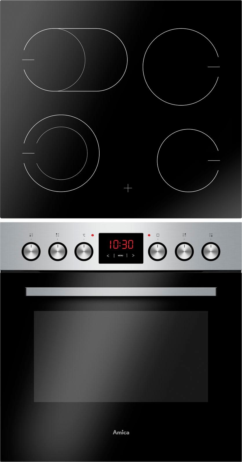 Amica Elektro-Herd-Set »EHC 934 001 E«, mit 3-fach-Teleskopauszug, Simple Steam Reinigungsfunktion, SteamClean