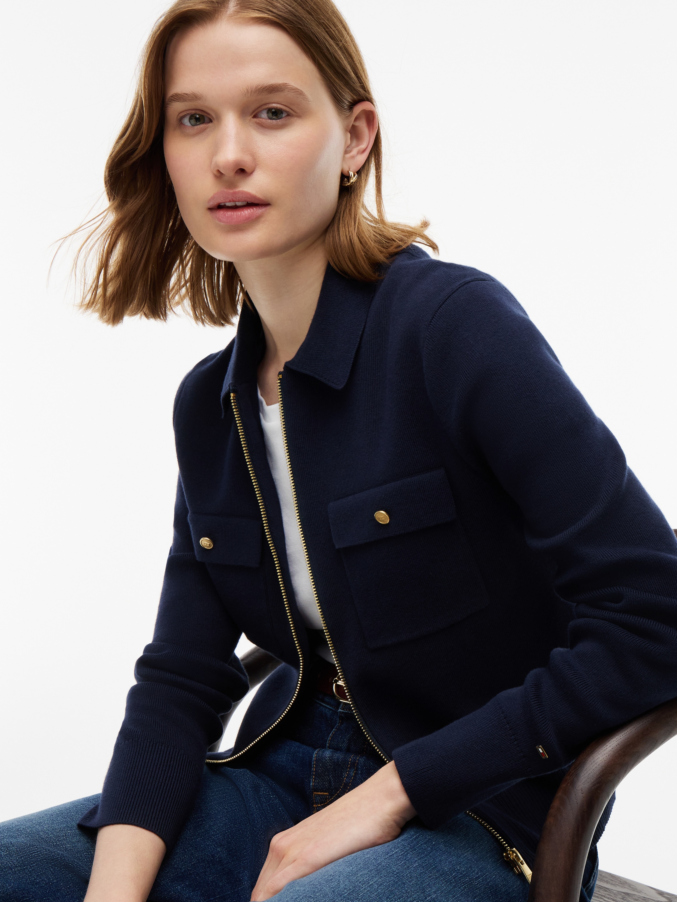 Tommy Hilfiger Strickjacke »COTTON FULL NEEDLE REG JACKET« Baumwollmischung
