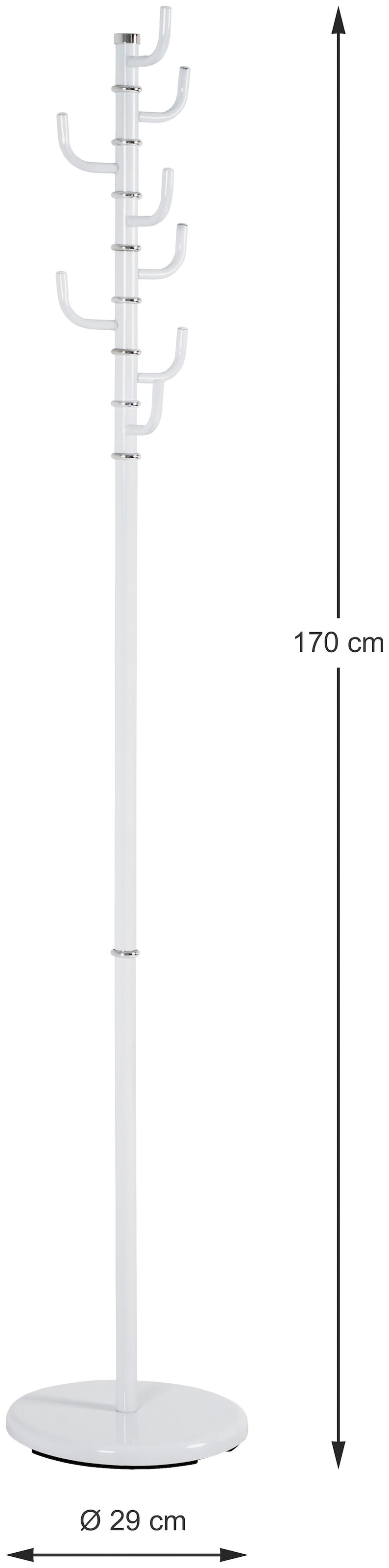 HAKU Garderobenständer »Kleiderständer, Standgarderobe« rund - aus Metall Weiß - Ø/H 29/170 cm