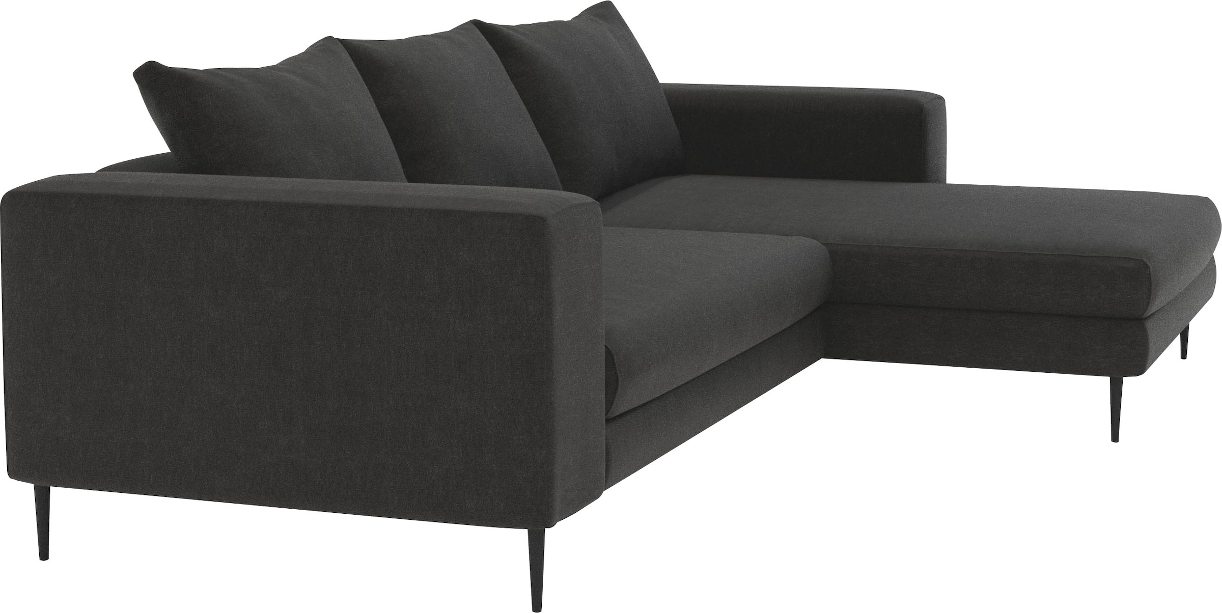 INOSIGN Ecksofa »Aurora, L-Form, mit extra breiter Recamiere, 324 x 170 cm (BxT)«, Designsofa mit tollem Sitzkomfort, extra hohe Metallfüße schwarz