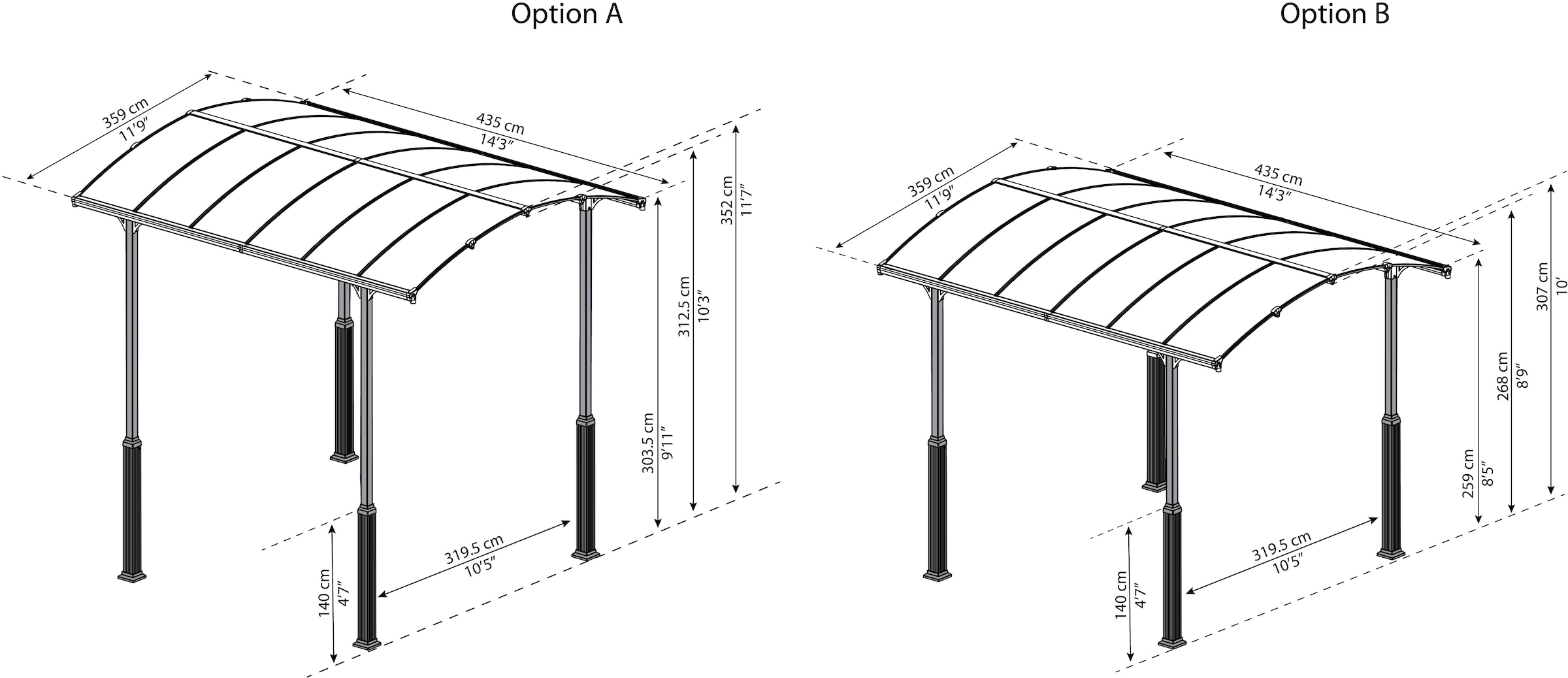 Palram - Canopia Einzelcarport »Alpine«, Aluminium, 319 cm, Anthrazit, 100% UV-geschützt