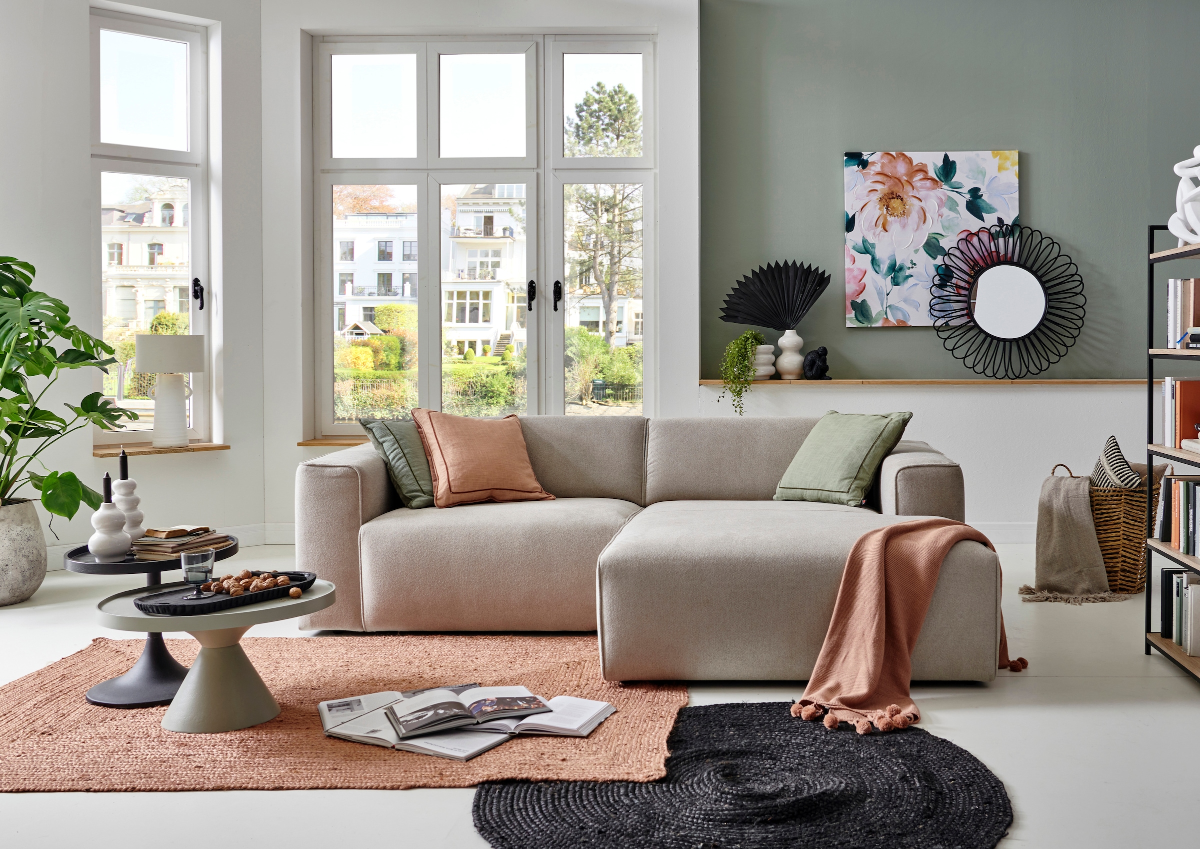 andas Ecksofa »Noord mit Kedernaht, Breite 234 cm«, mit Kedernaht, Breite 234 cm, Cord, Struktur, Webstoff