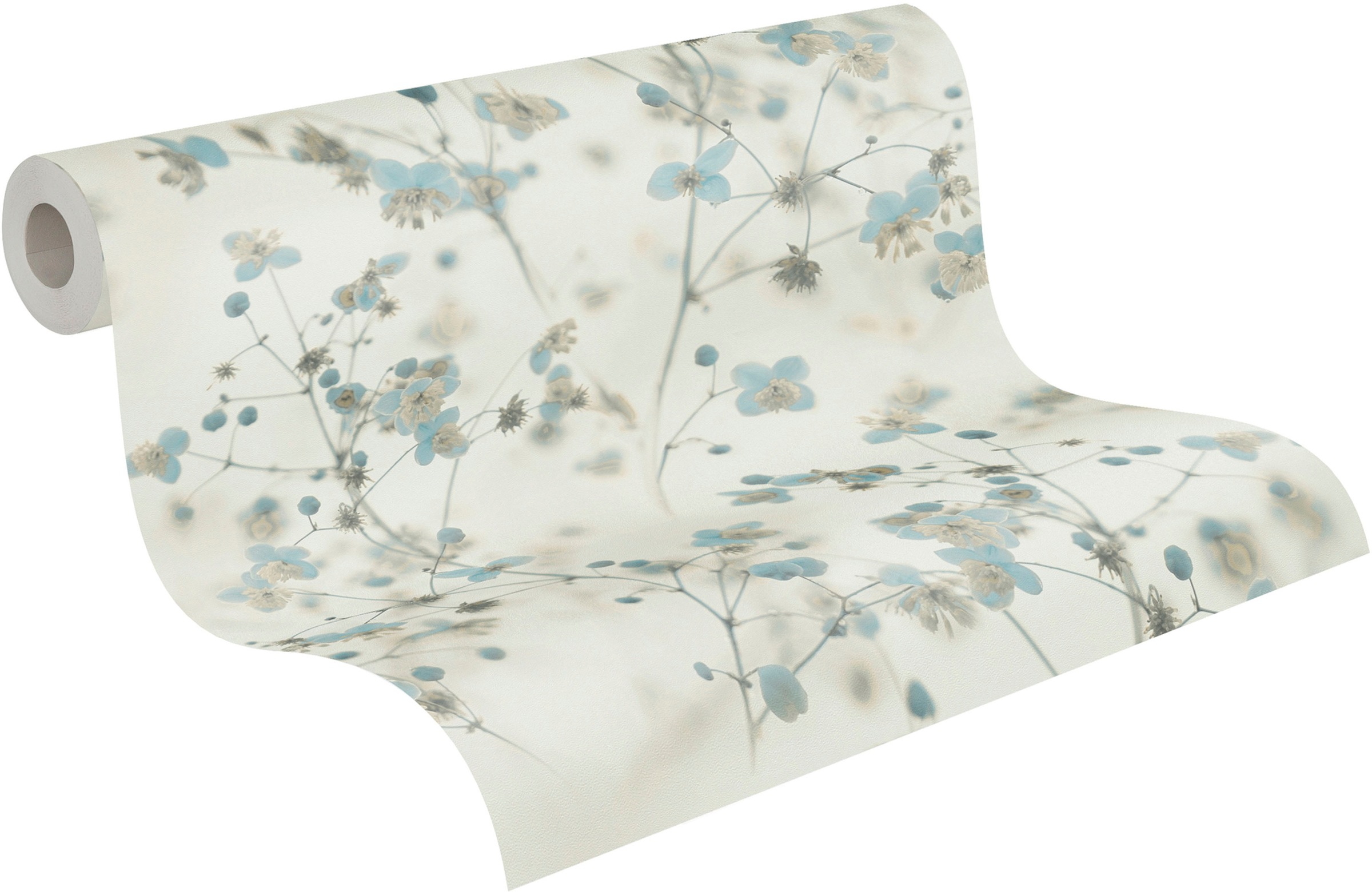 Livingwalls Tapete Blumenmuster Blau Grau und Weiß 53 cm x 10,05 m AS-38739 günstig online kaufen