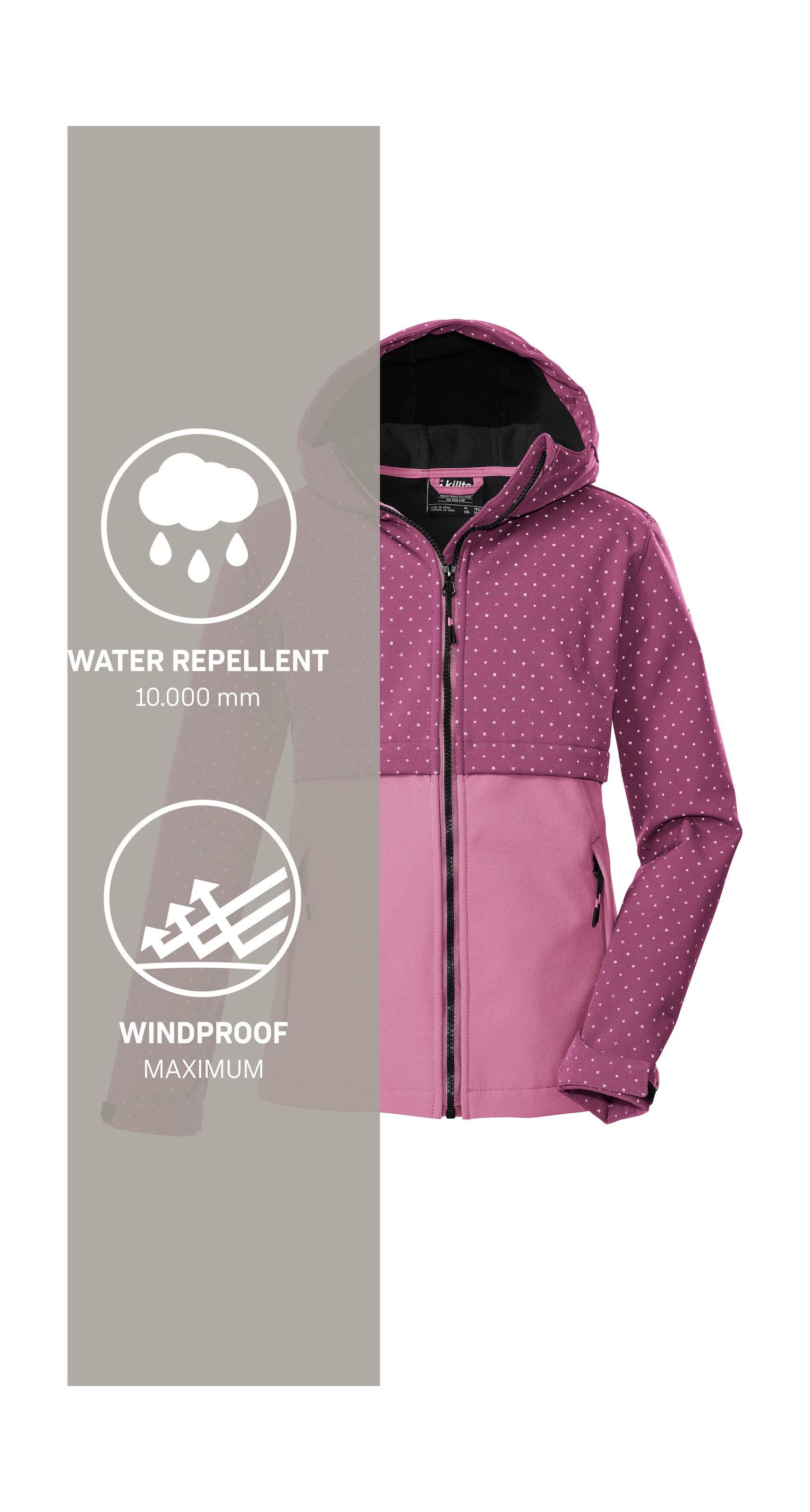 Killtec Softshelljacke »KOW 227 GRLS SFTSHLL JCKT« Softshelljacke für Kids: wind- und wasserabweisend, reflektierend
