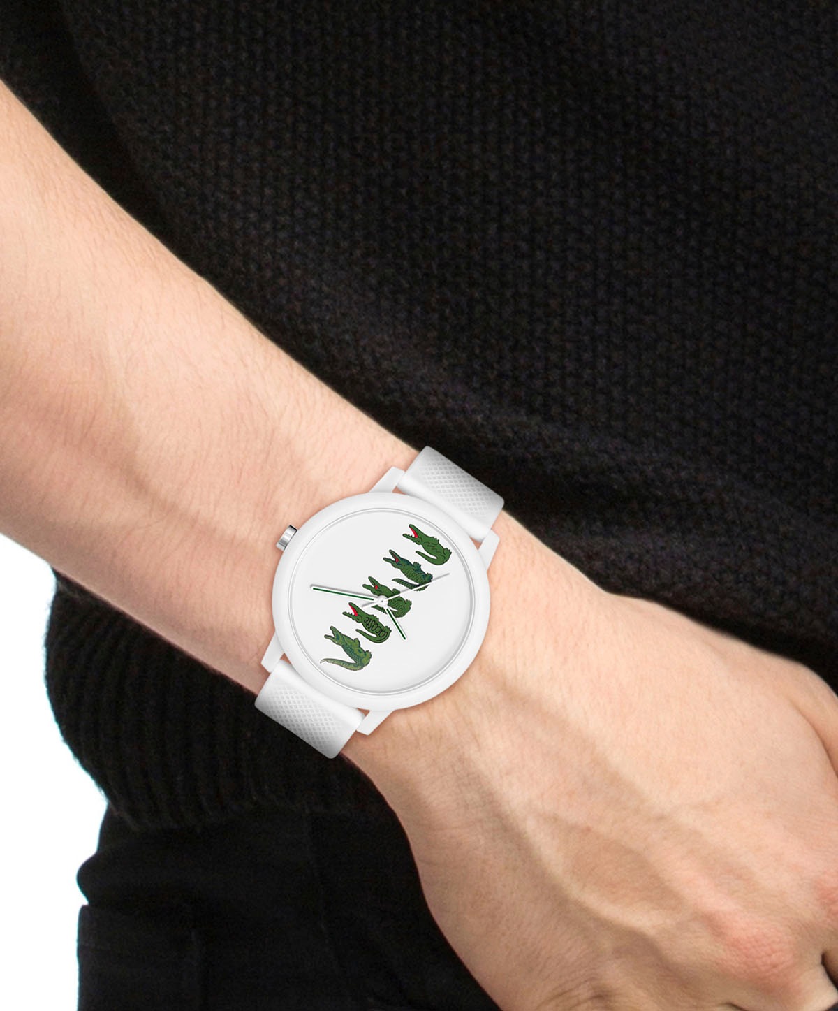 Lacoste Quarzuhr »LACOSTE.12.12«, Armbanduhr, Herrenuhr, Mineralglas, Silikonarmband