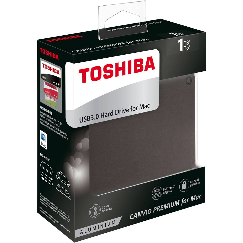 Toshiba externe HDD-Festplatte »Canvio Premium 1TB dark grey«, 2,5 Zoll, Anschluss USB