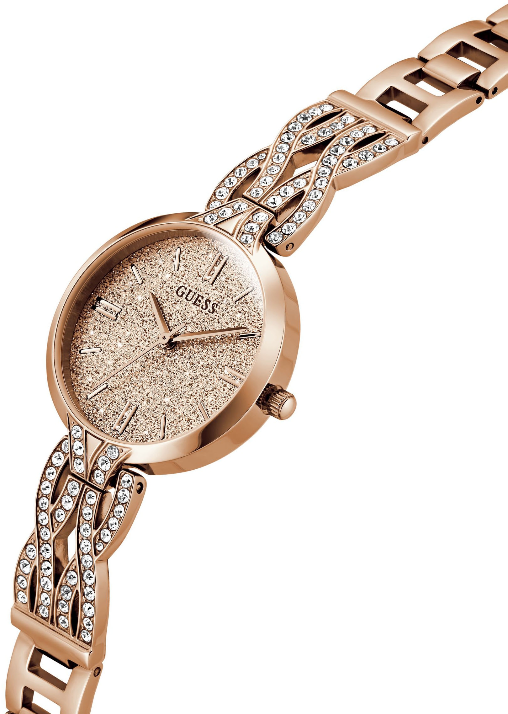 Guess Quarzuhr »CORAL«, Armbanduhr, Damenuhr, Edelstahlarmband
