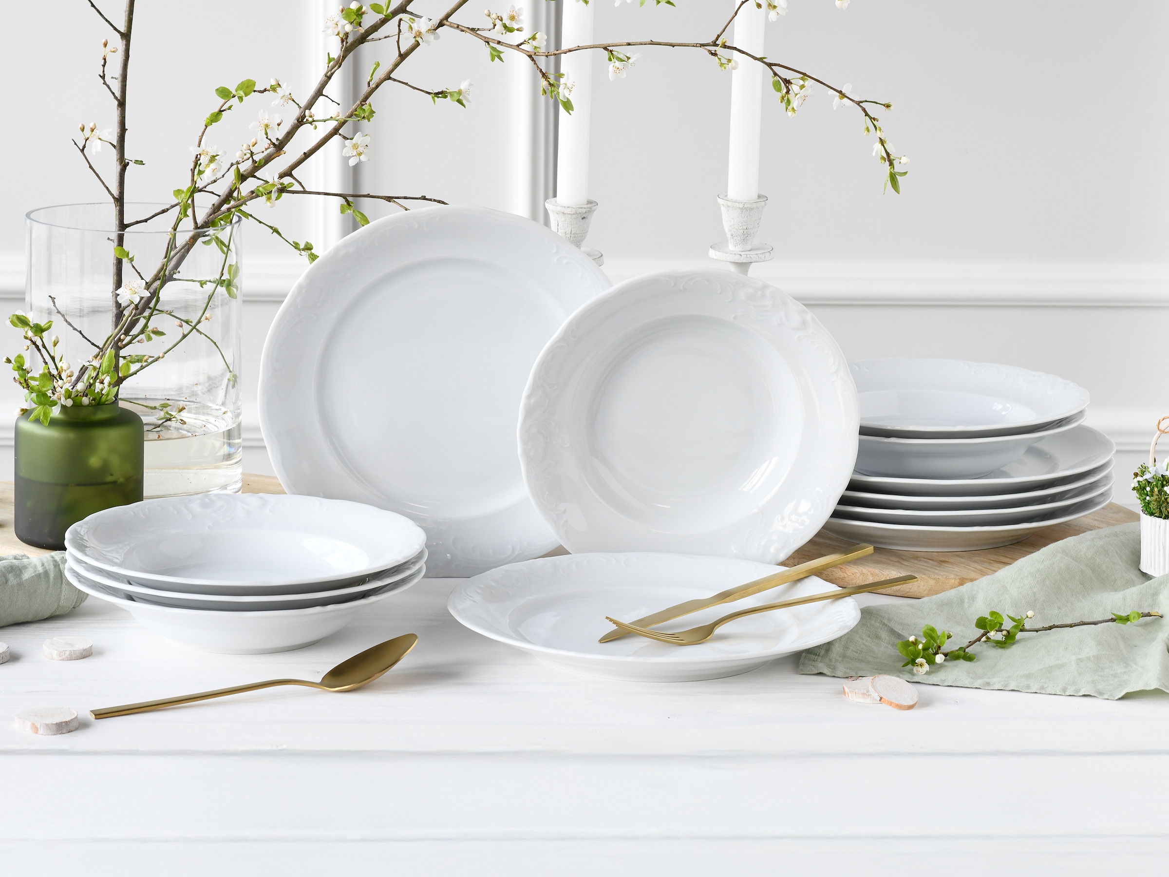 CreaTable Tafelservice »Frederike Weiss, Service 12-tlg.« Klassisch, Zeitlos